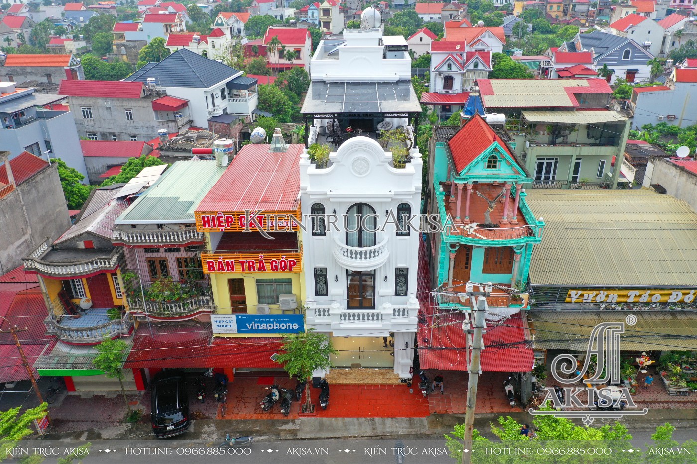 Hoàn thiện thi công kiến trúc nhà phố tân cổ điển 3 tầng tại Hải Dương