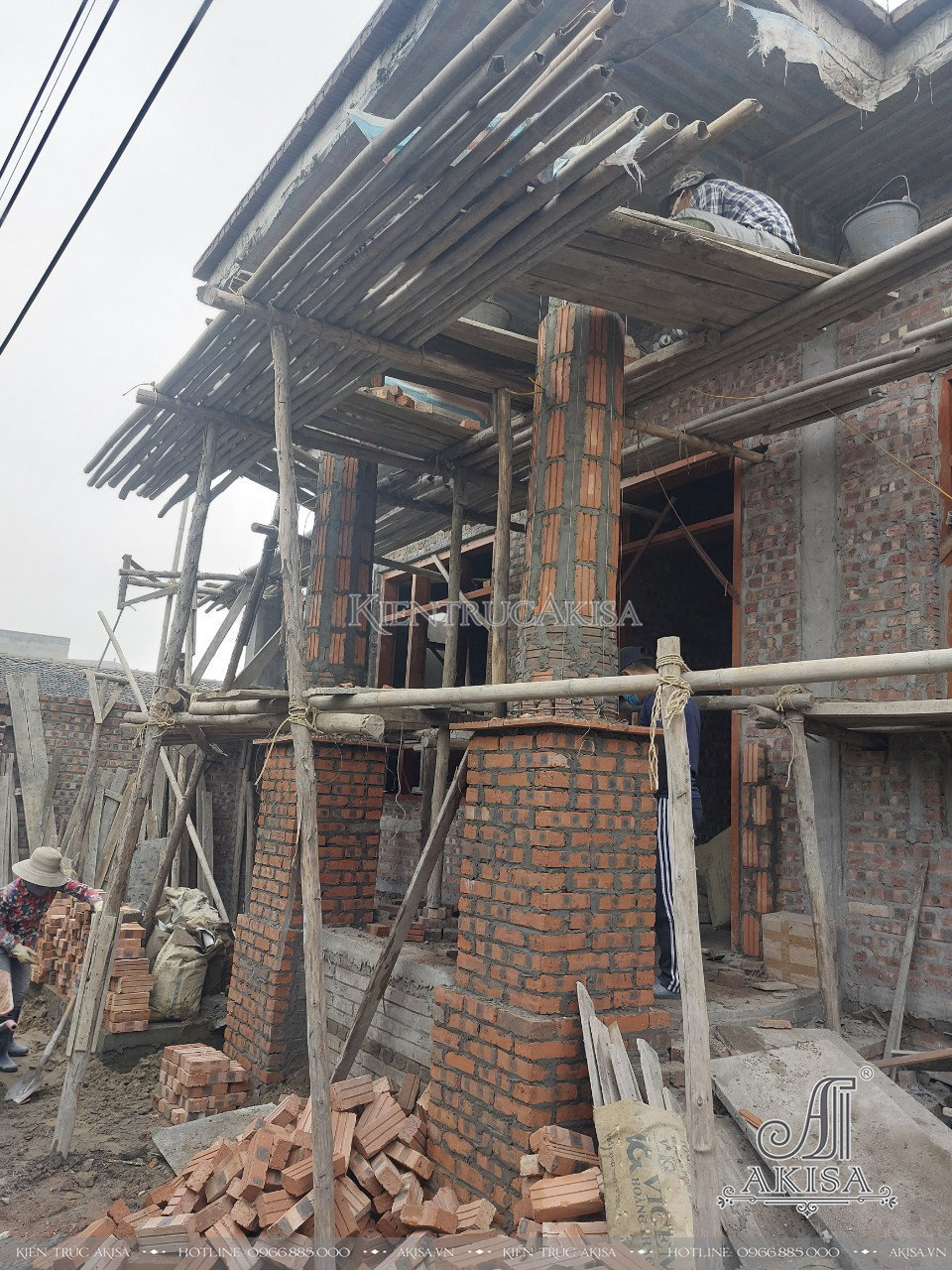 hình ảnh thi công xây dựng công trình biệt thự 1 tầng tại Bắc Ninh