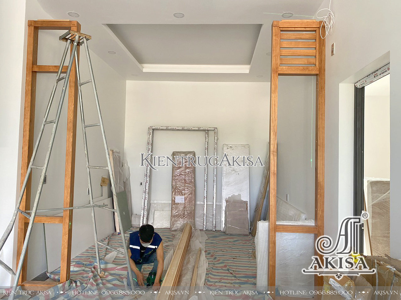 hình ảnh thi công nội thất biệt thự 1 tầng tại Đắk Lắk - TC12832-NT