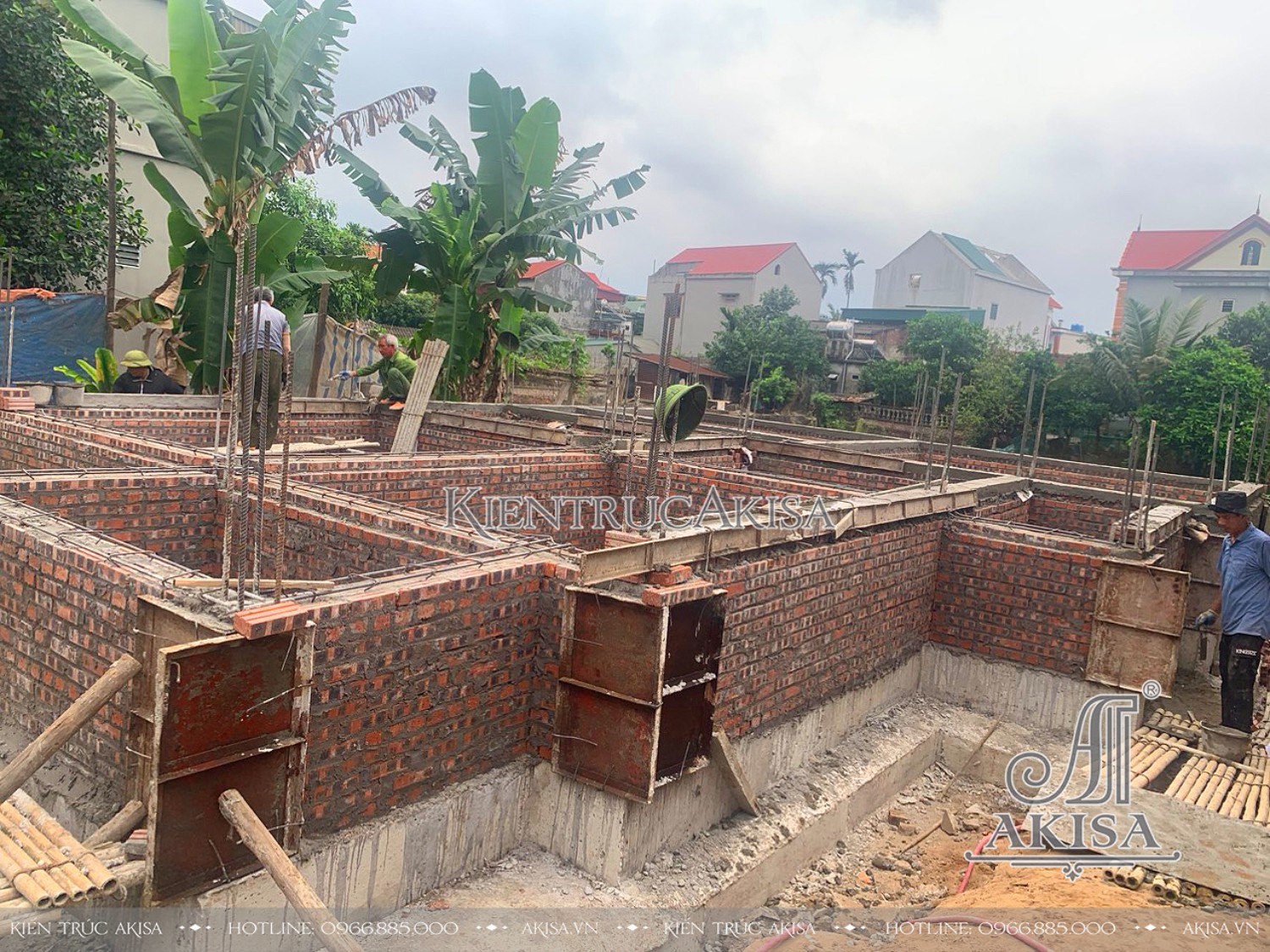 Hình ảnh thi công biệt thự 2 tầng tại Hải Dương