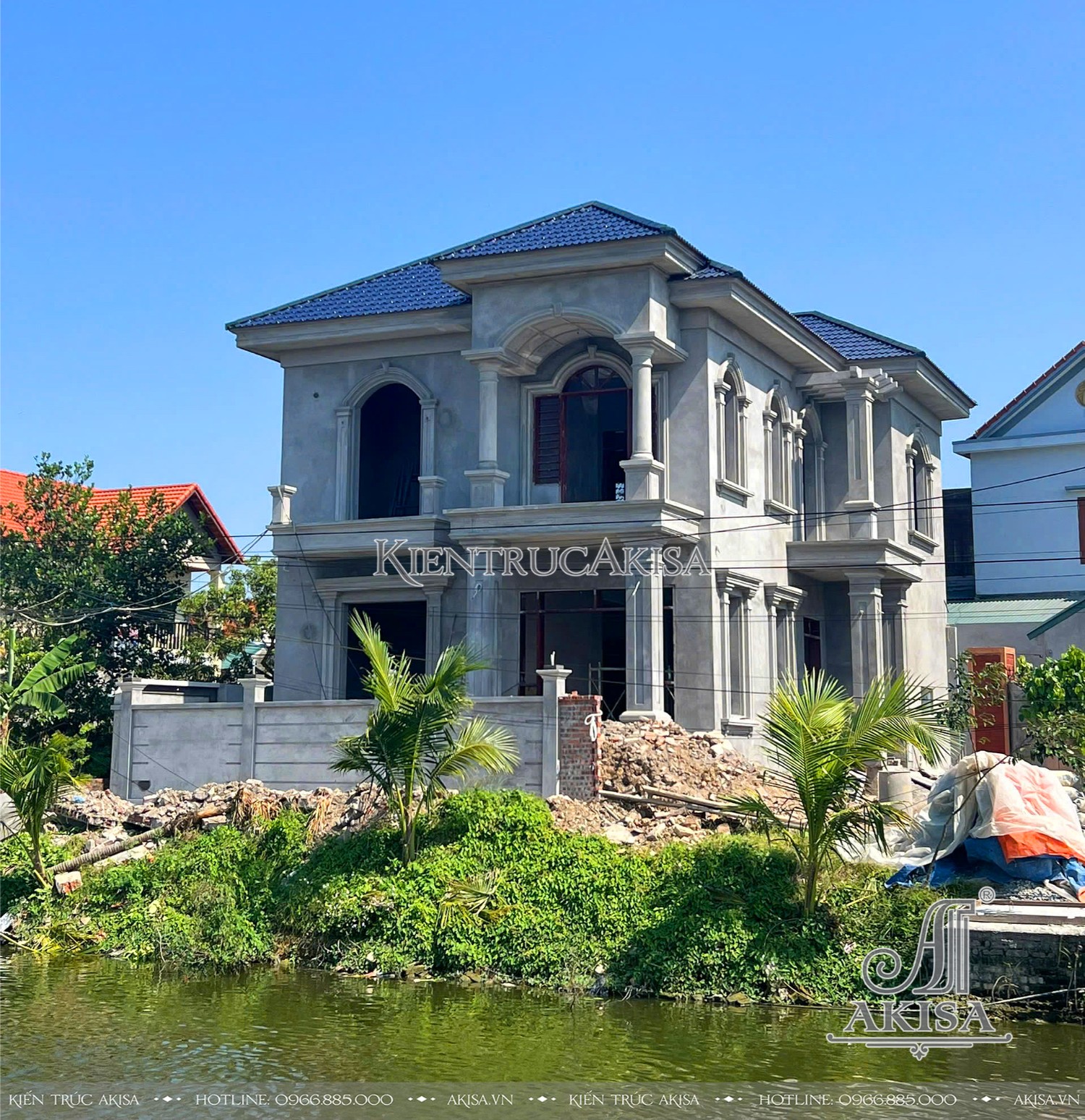 Hình ảnh thi công biệt thự 2 tầng tại Hải Dương