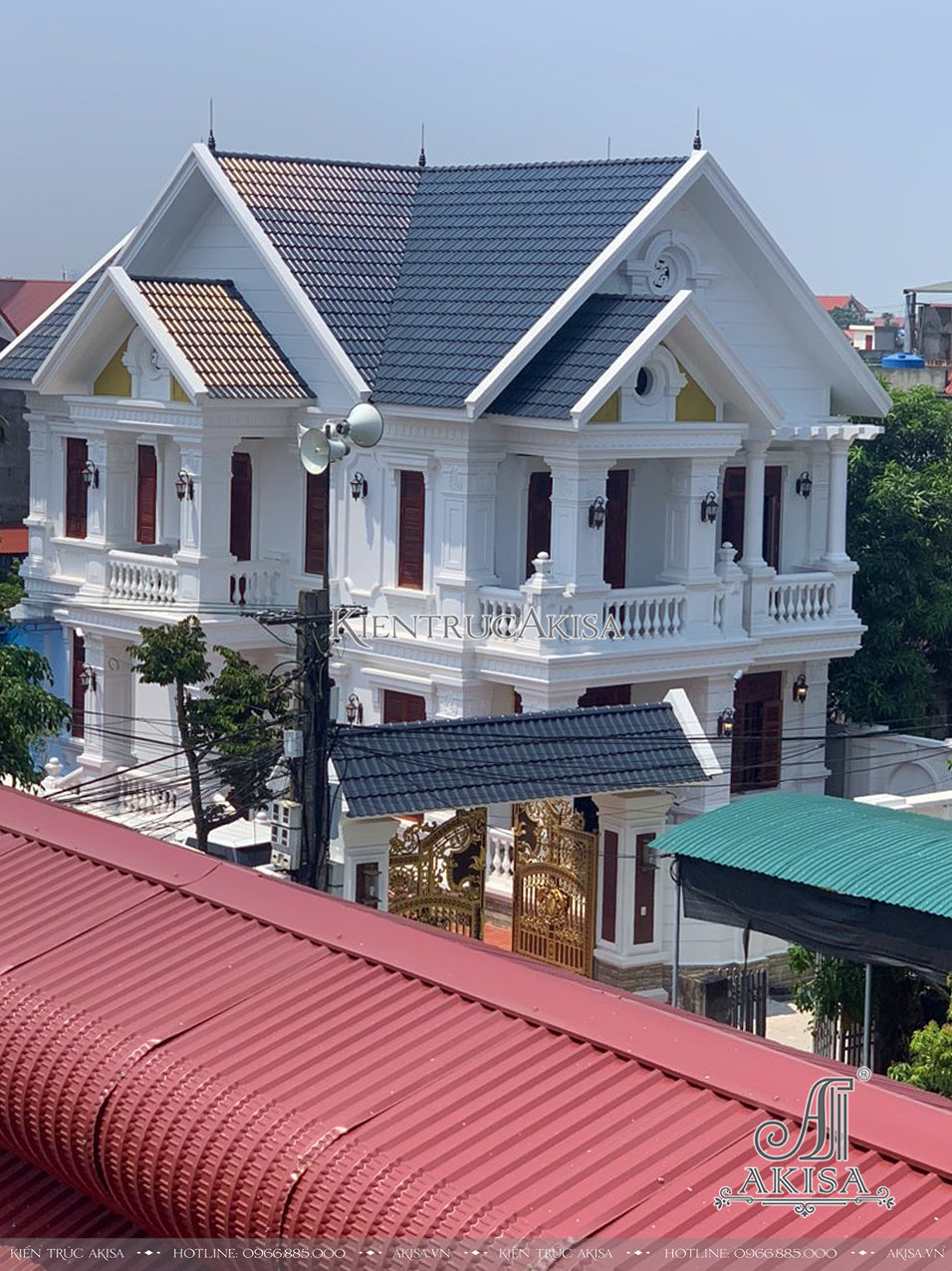 hình ảnh hoàn thiện biệt thự 2 tầng tân cổ điển mái Thái