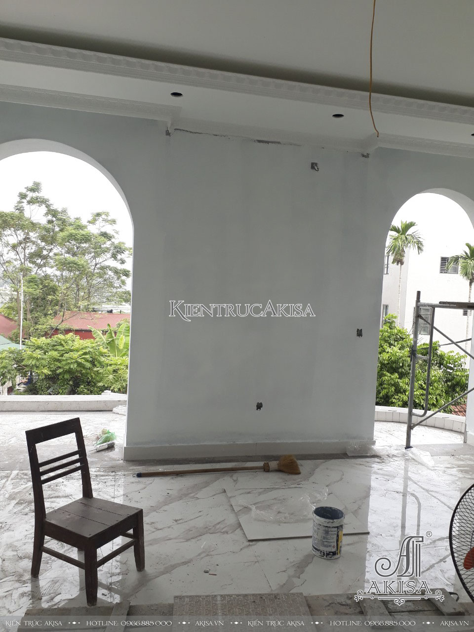 hình ảnh thi công biệt thự 2 tầng mái Thái tại Hải Dương