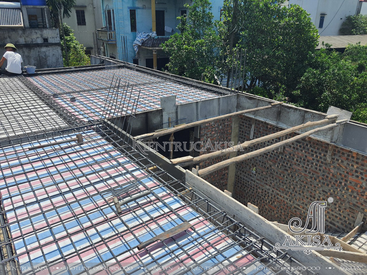 hình ảnh thi công xây dựng biệt thự gia đình 3 tầng hiện đại tại Bắc Ninh