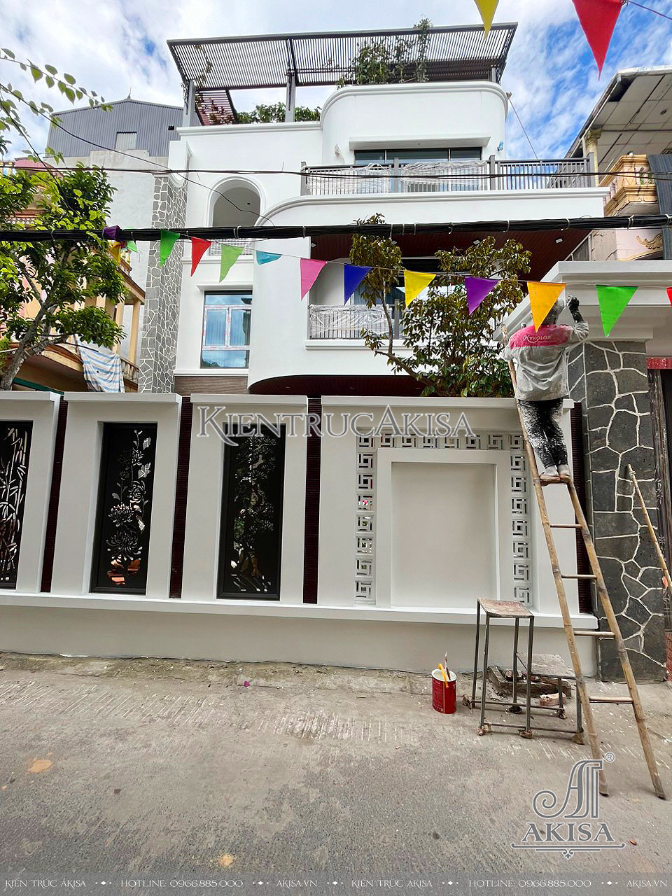 Giám sát thi công biệt thự hiện đại 3 tầng tại Hà Nội 