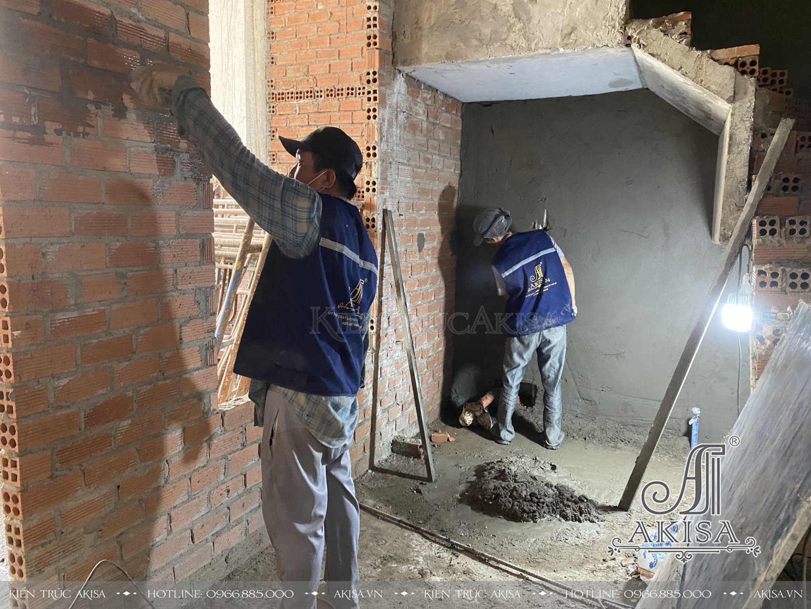 Công đoạn thi công xây tường trong nhà