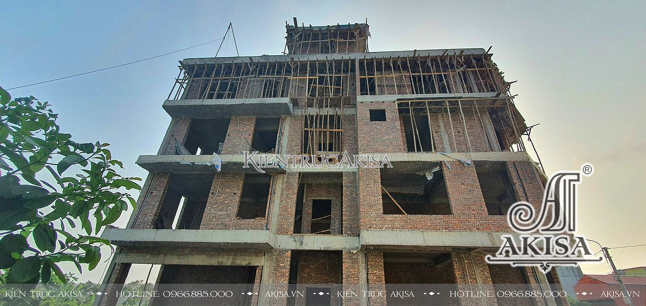 hình ảnh thi công nhà phố kết hợp văn phòng 4 tầng tại Bắc Ninh