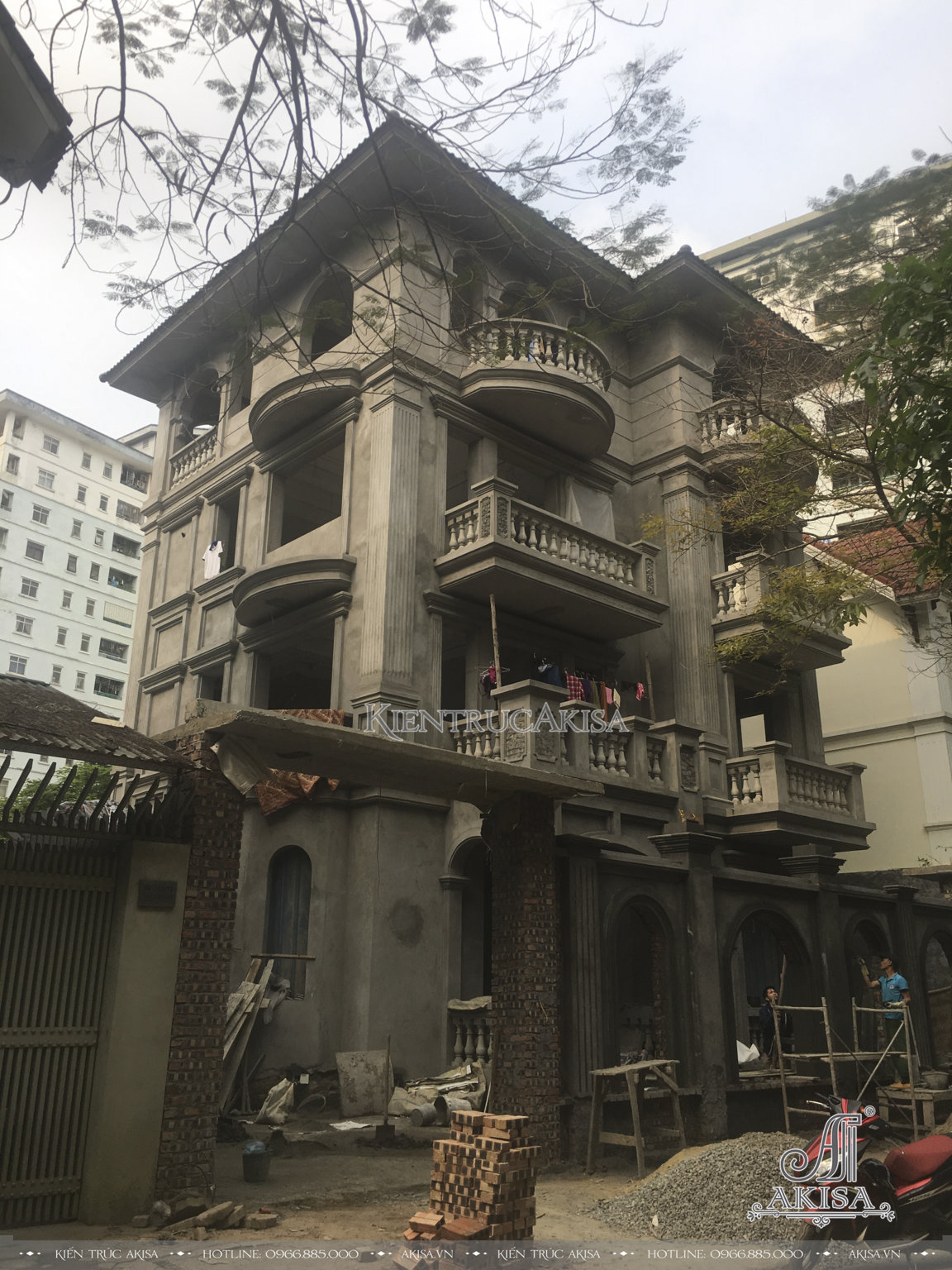 Thi công biệt thự tân cổ điển 4 tầng tại Linh Đàm – Hà Nội