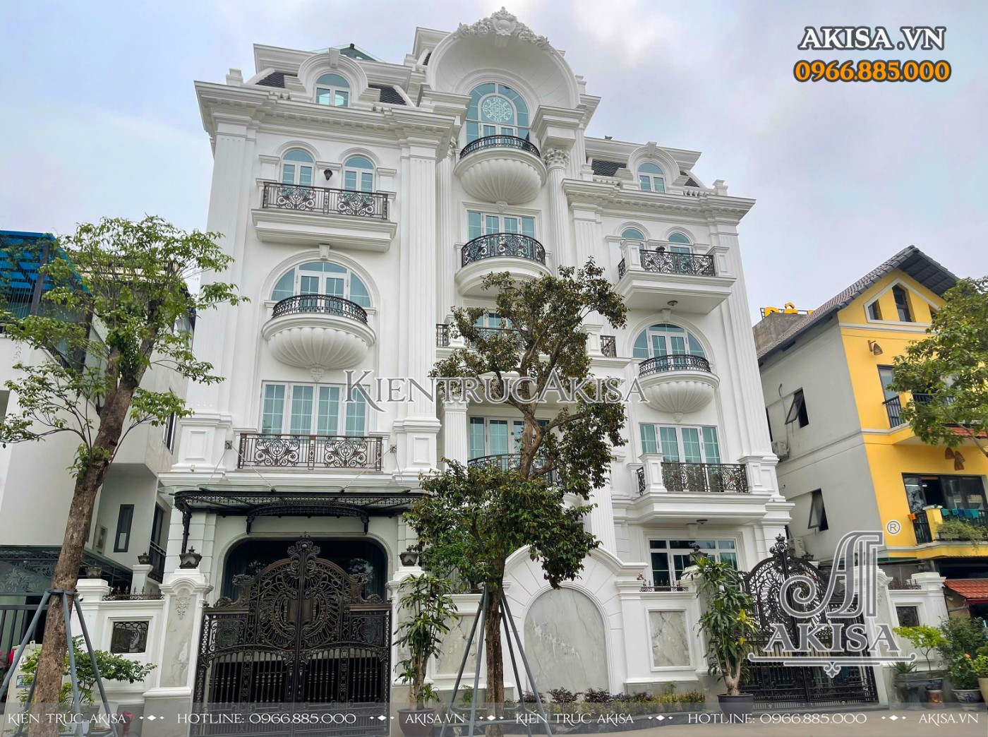 hình ảnh hoàn thiện biệt thự 5 tầng kiểu Pháp tại Hà Nội