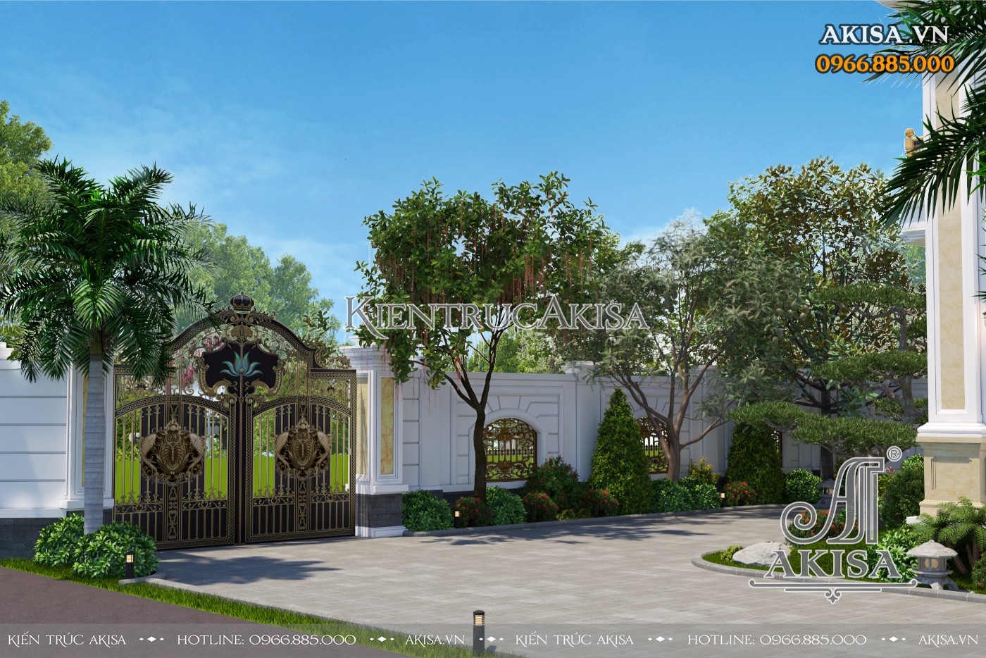 Không gian sân vườn biệt thự 2 tầng vô cùng thoáng đãng