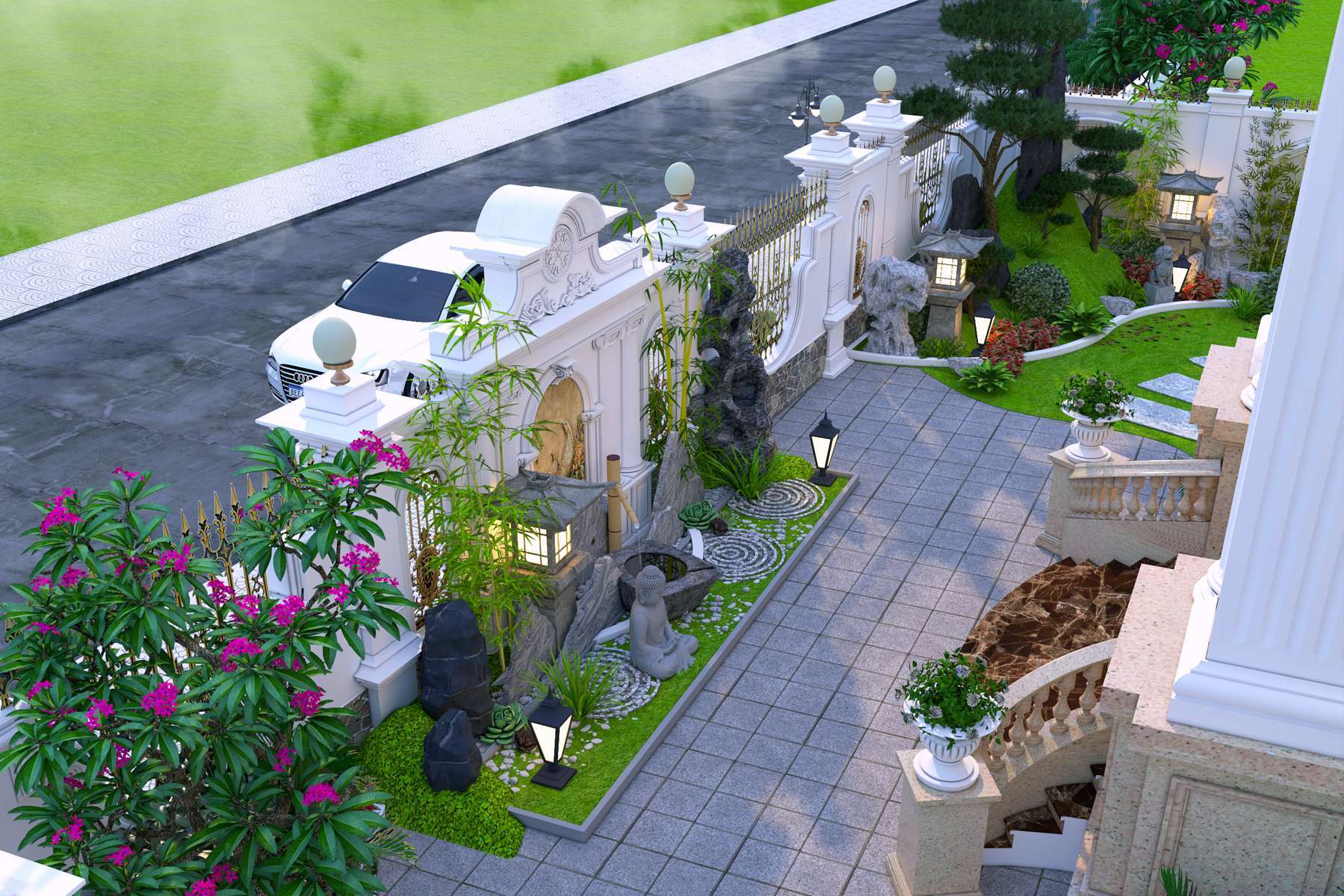 Mẫu sân vườn biệt thự 2 tầng đẹp tại Hà Giang