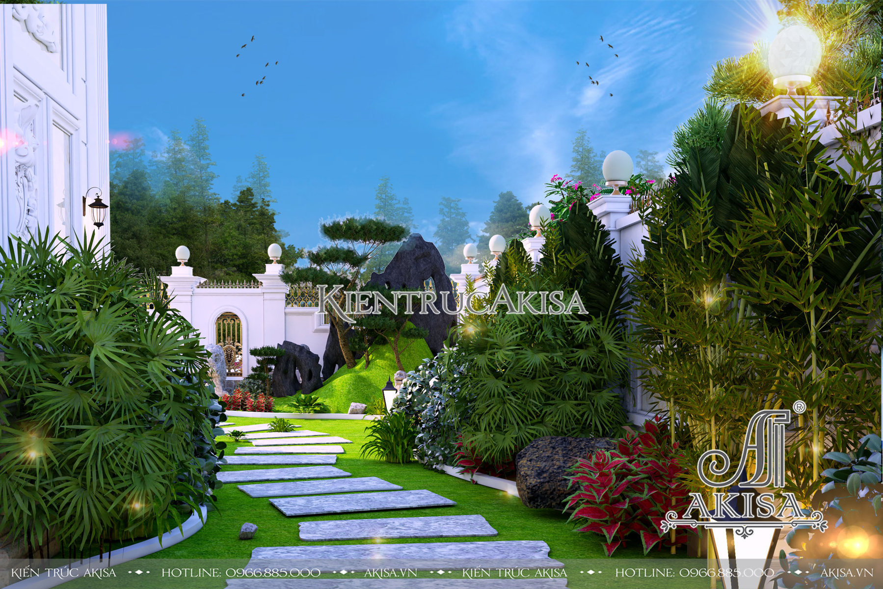 Mẫu sân vườn biệt thự 2 tầng đẹp tại Hà Giang