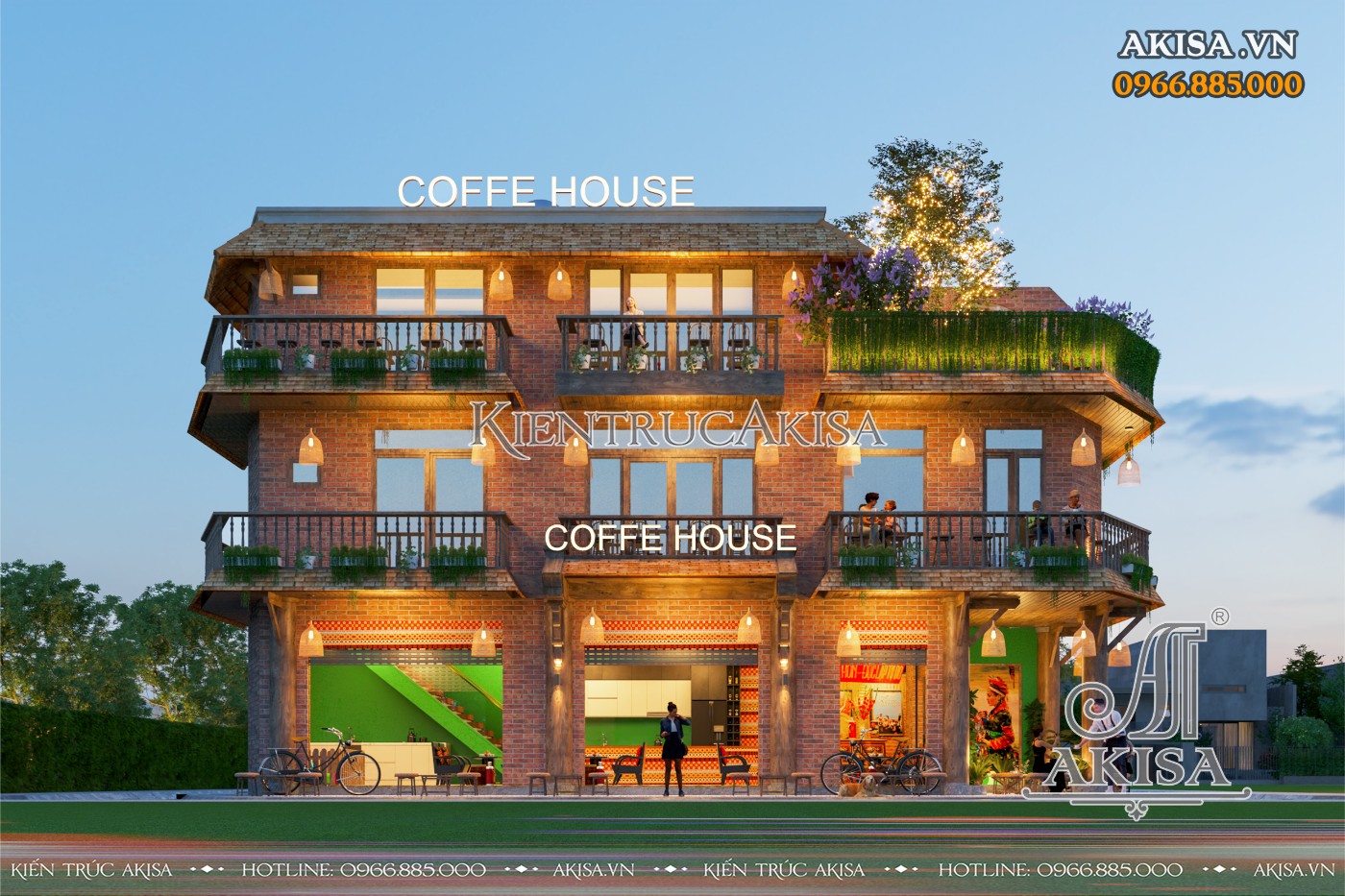 Thiết kế cửa hàng caffe 3 tầng đẹp ấn tượng tại Lào Cai