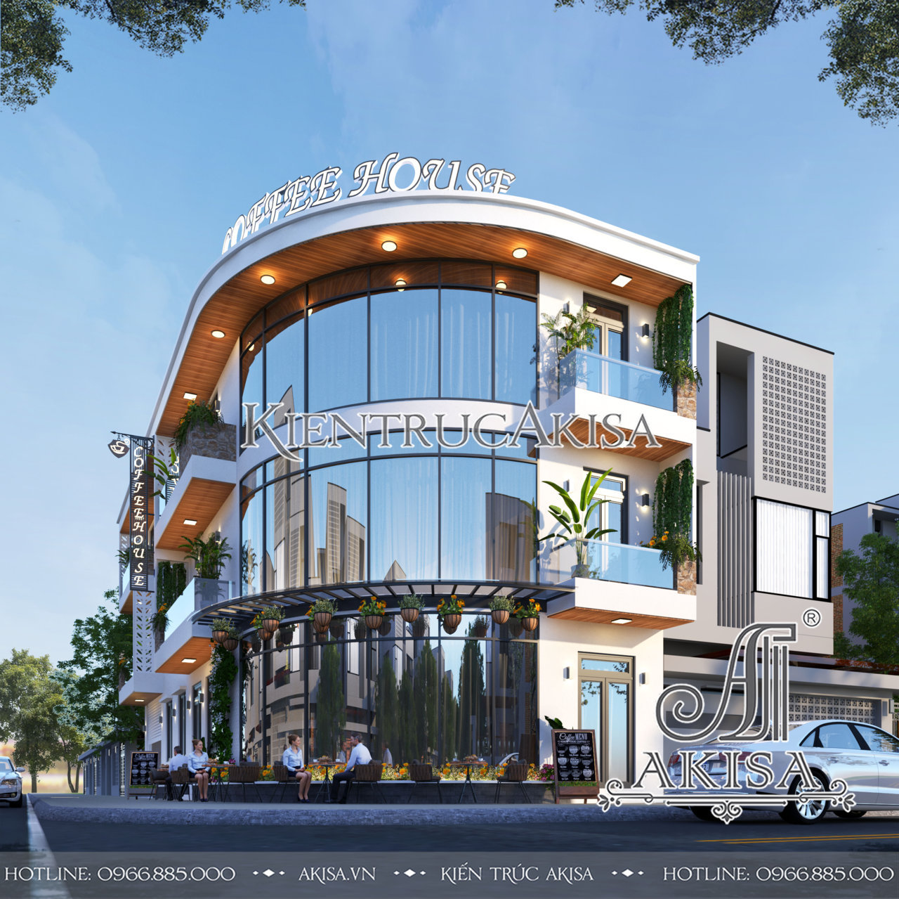 Thiết kế quán cafe hiện đại 3 tầng đẹp ấn tượng tại Nha Trang