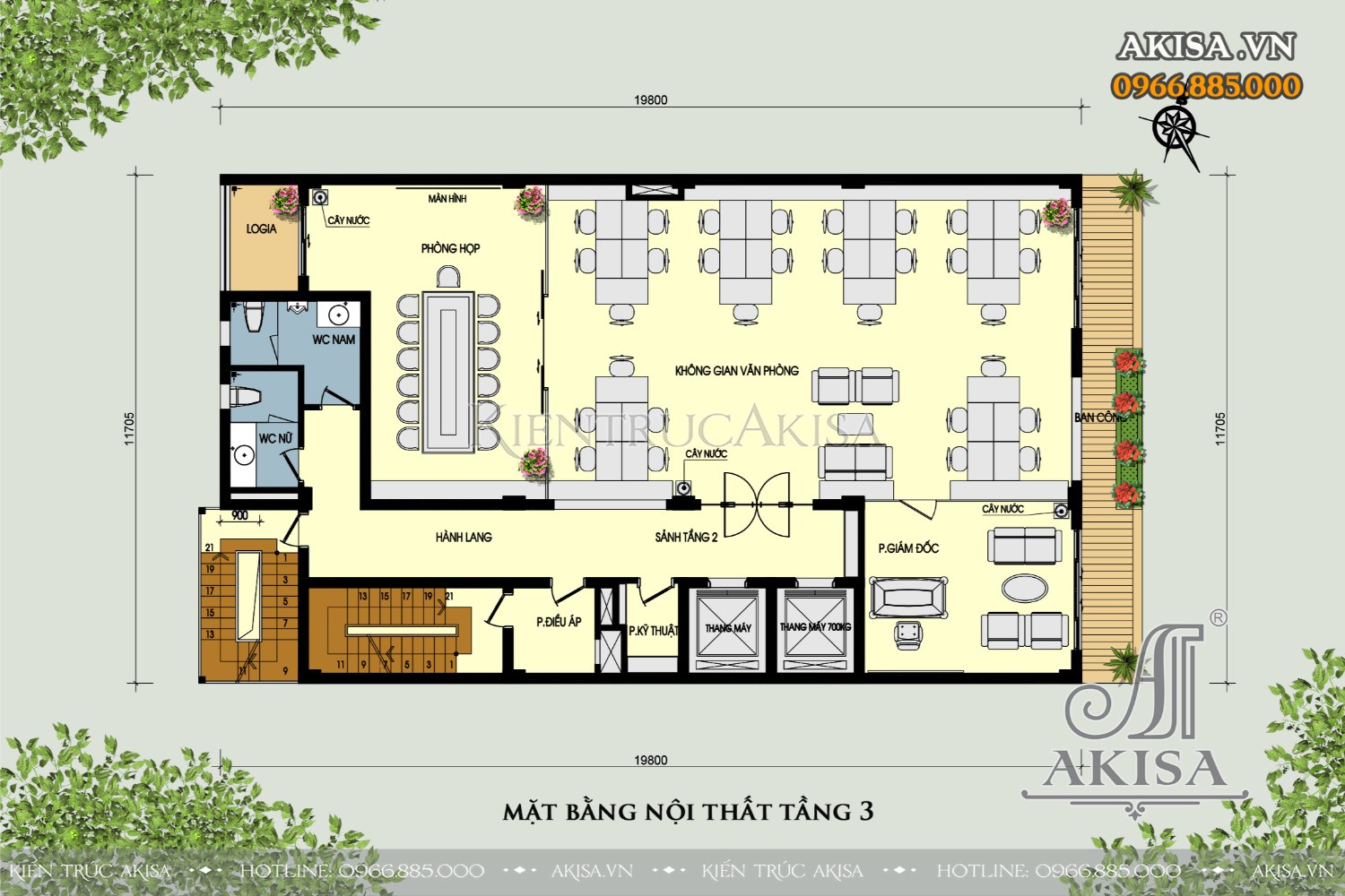 Mặt bằng nội thất tầng 3 mẫu thiết kế nhà phố kết hợp kinh doanh NVP911133