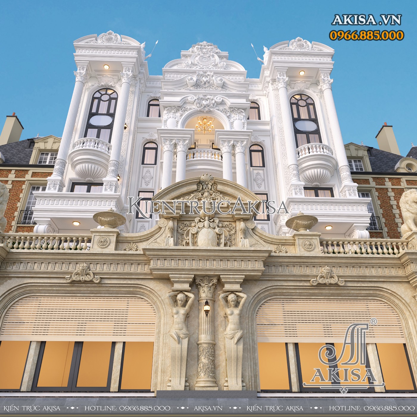 Công trình tòa nhà 6 tầng từ màu sắc đến cách tạo hình bố cục đều mang đậm vẻ đẹp phong cách cổ điển Châu Âu. 