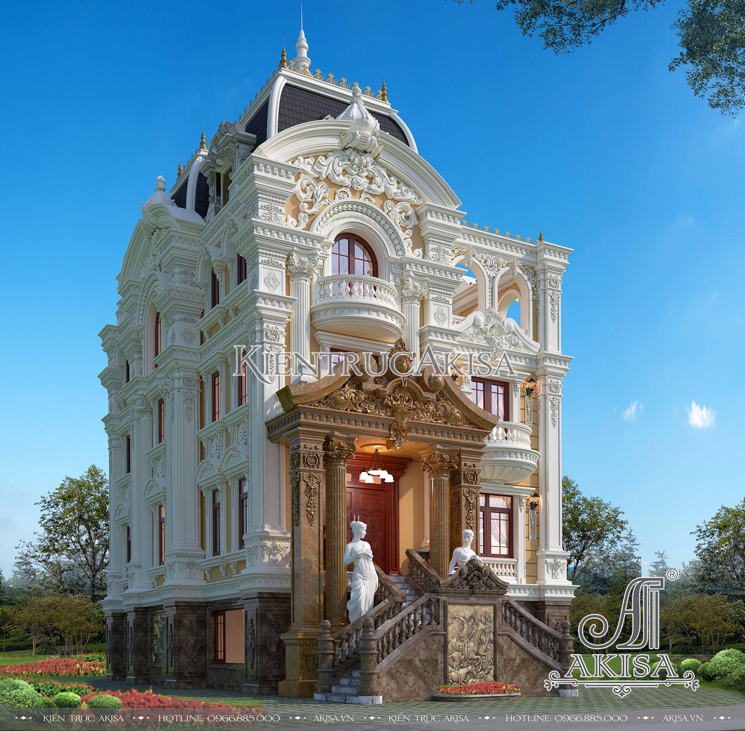 Thiết kế lâu đài cổ điển Pháp 5 tầng đẹp