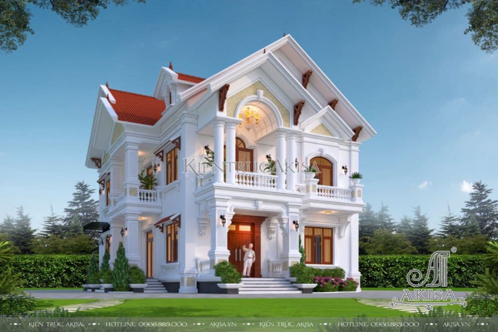 Thiết kế biệt thự 2 tầng 2 mặt tiền mái Thái đẹp ấn tượng tại Bắc Giang