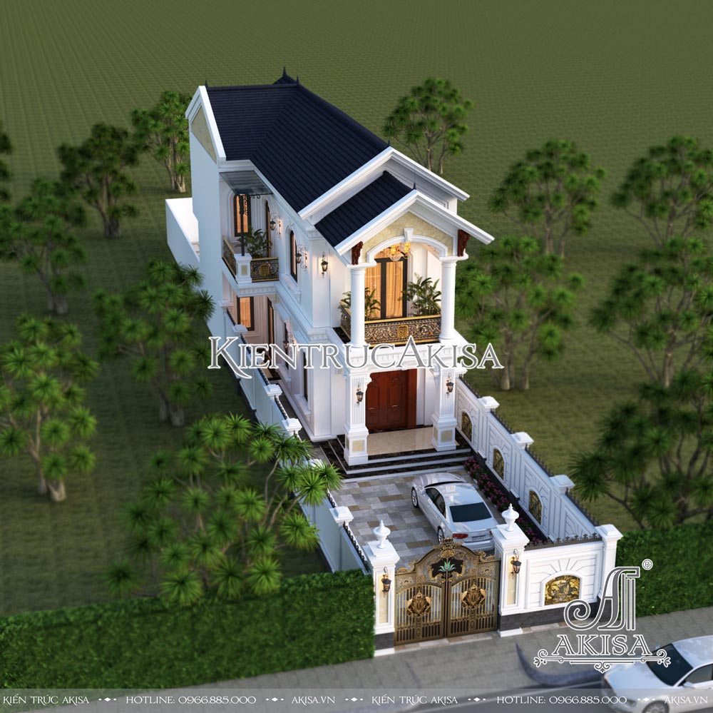  Thiết kế biệt thự mini 2 tầng mái Thái phong cách tân cổ điển tại Vũng Tàu