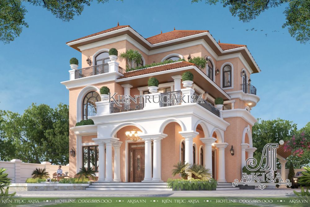 Thiết kế biệt thự 3 tầng Địa Trung Hải đẹp ấn tượng tại Khánh Hòa