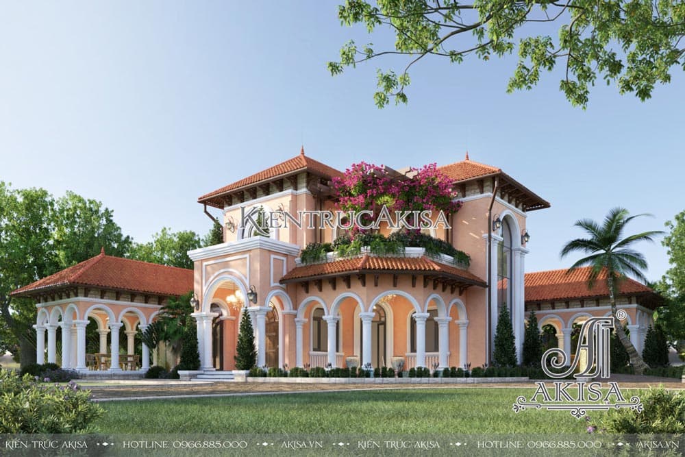 Thiết kế mặt tiền biệt thự kiểu Địa Trung Hải đẹp với những đường cong mềm mại, nhẹ nhàng