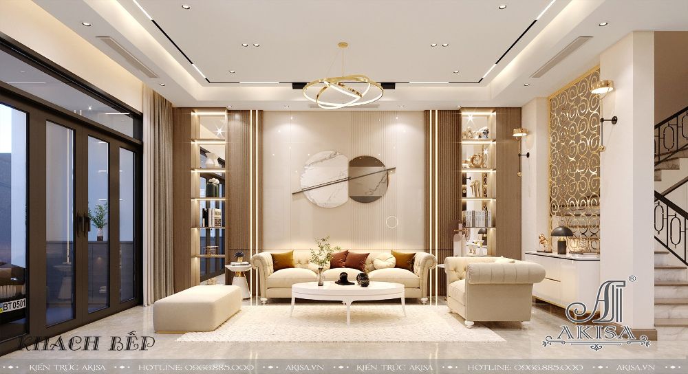 Thiết kế nội thất phong cách hiện đại đẹp sang trọng, thời thượng, thể hiện đẳng cấp và gu thẩm mỹ của gia chủ.