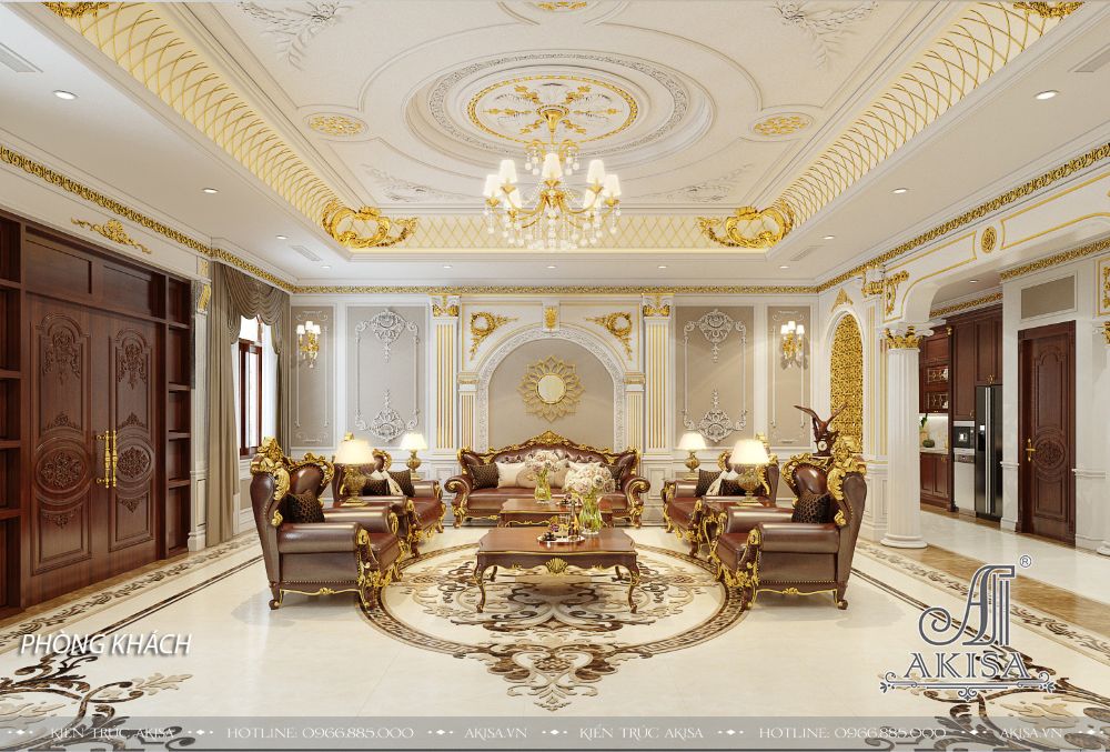Thiết kế nội thất phòng khách phong cách châu Âu sang trọng và đẳng cấp