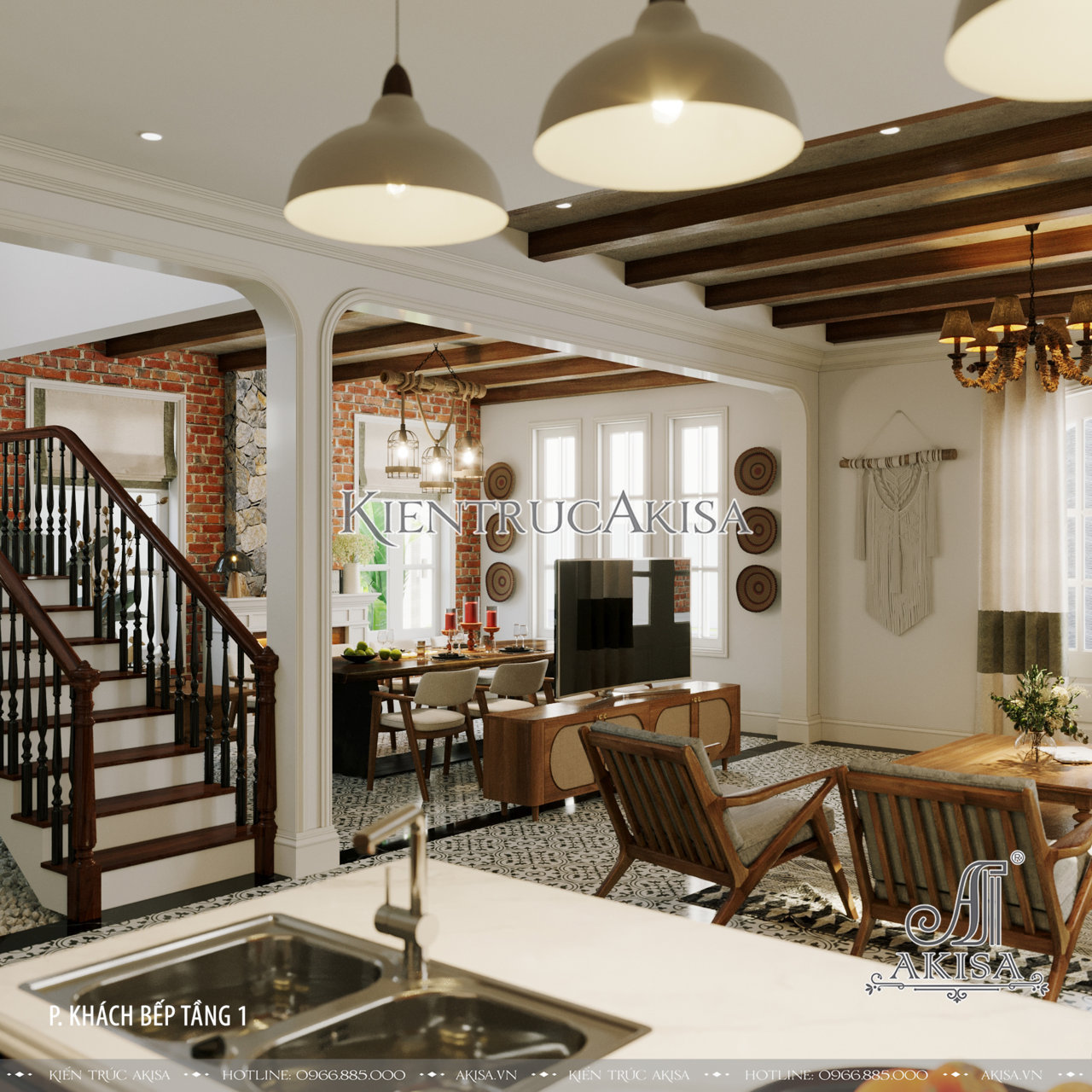 Thiết kế nội thất biệt thự phong cách Bắc Âu - Phòng khách