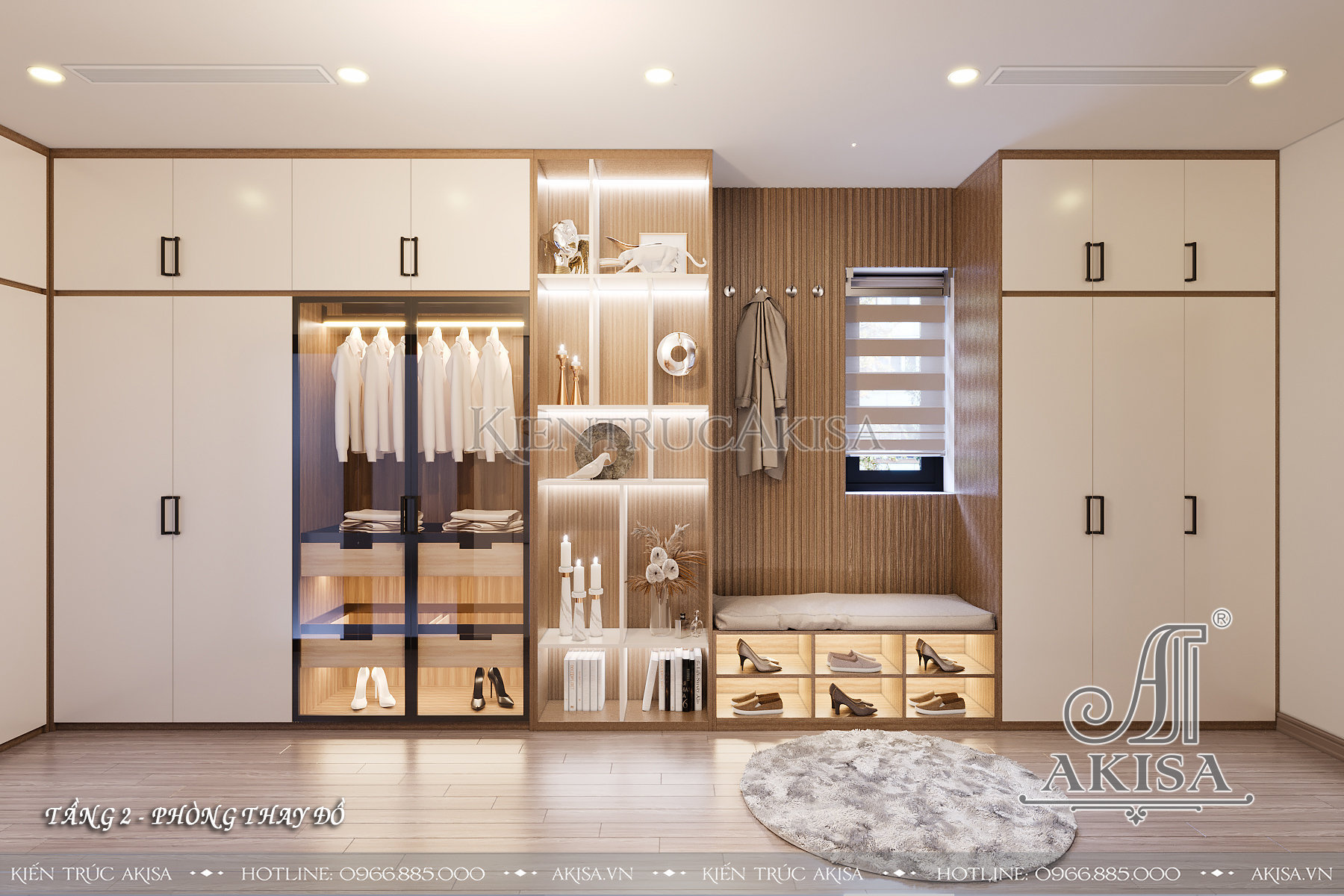Thiết kế nội thất gỗ công nghiệp phong cách hiện đại - Phòng thay đồ
