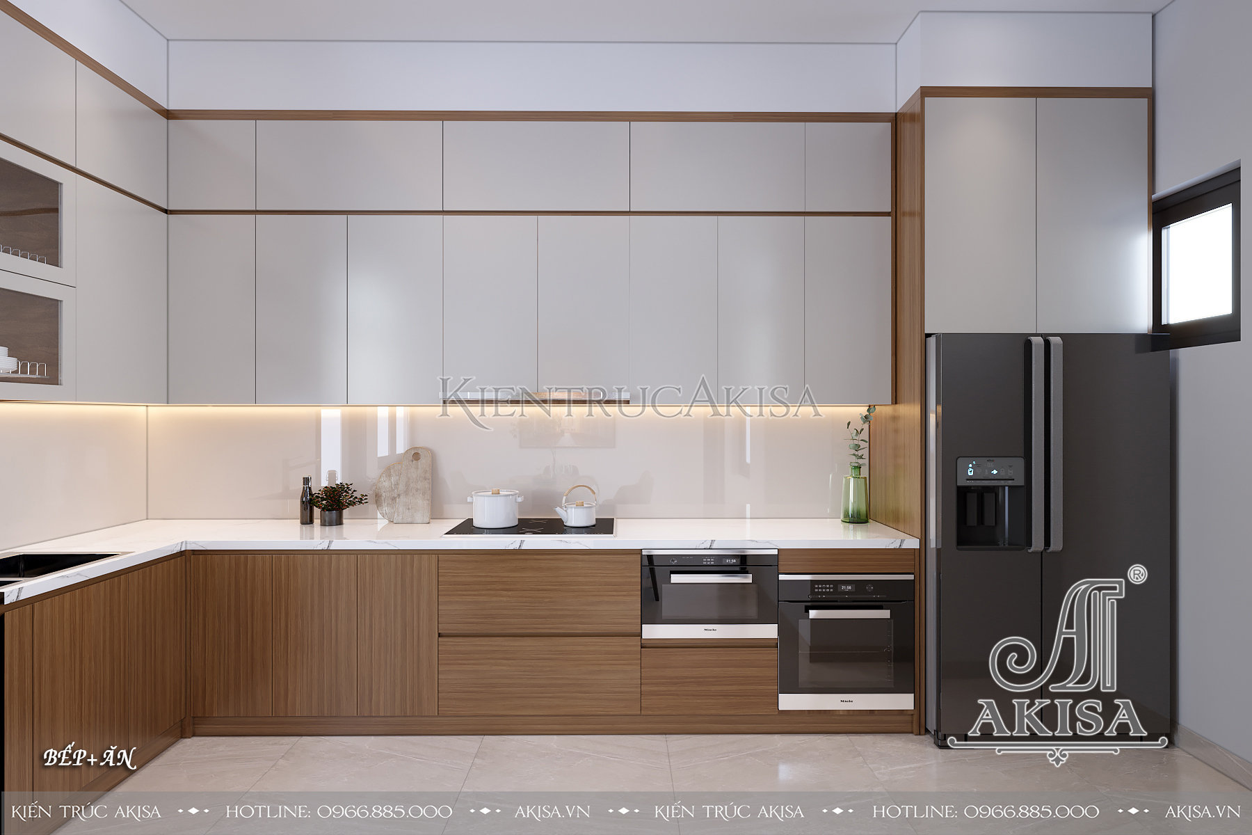 Thiết kế nội thất hiện đại biệt thự 1 tầng - Không gian phòng bếp ăn