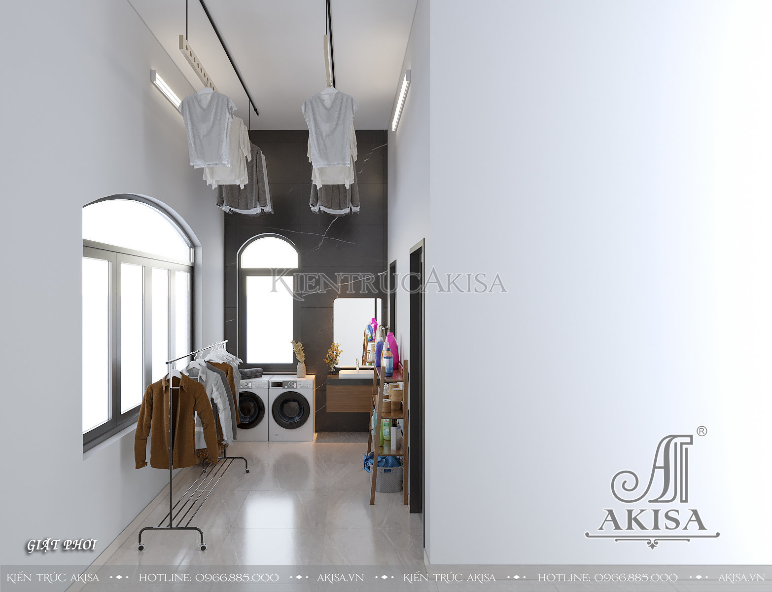 Thiết kế nội thất hiện đại biệt thự 1 tầng - Phòng giặt phơi