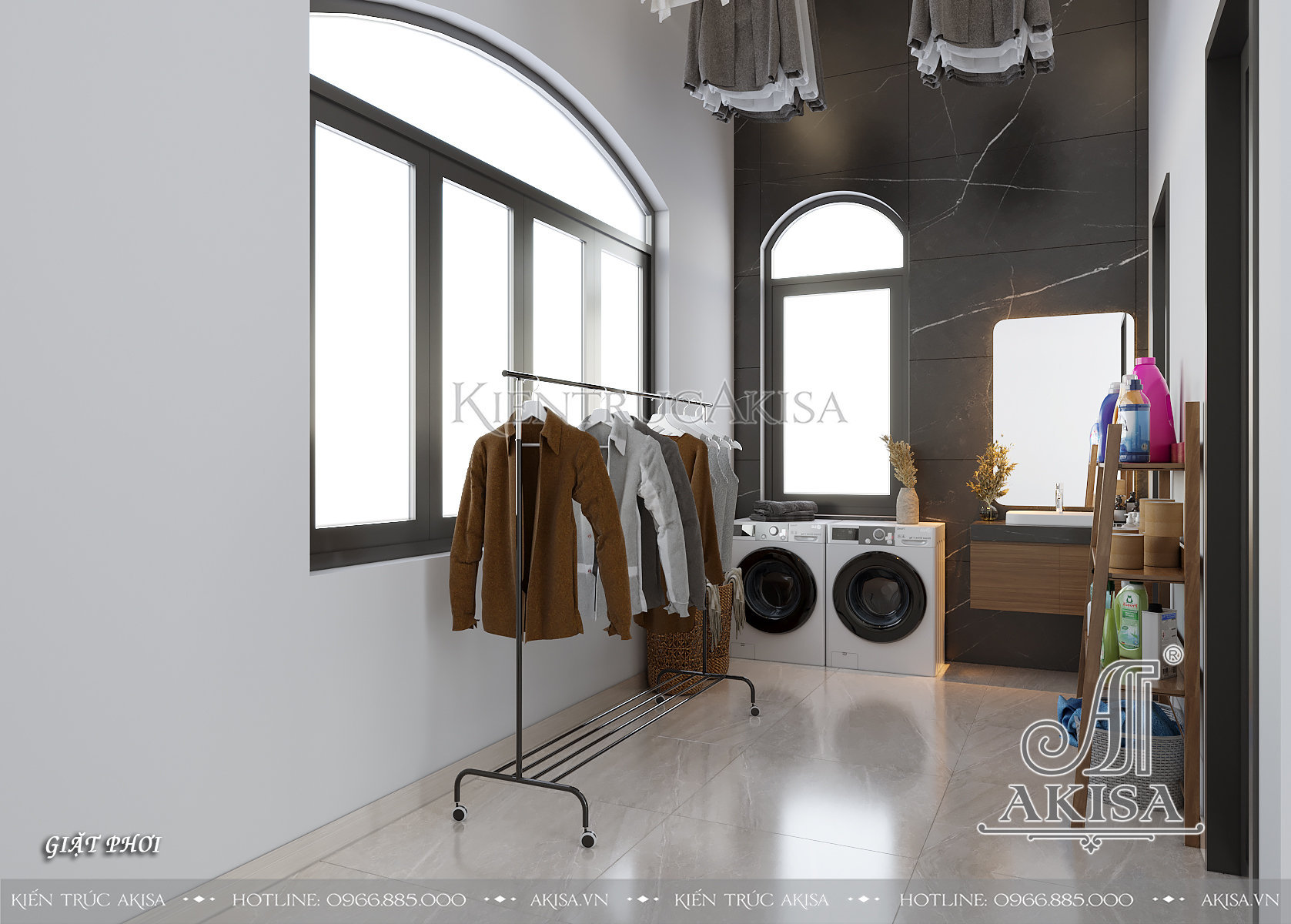 Thiết kế nội thất hiện đại biệt thự 1 tầng - Phòng giặt phơi