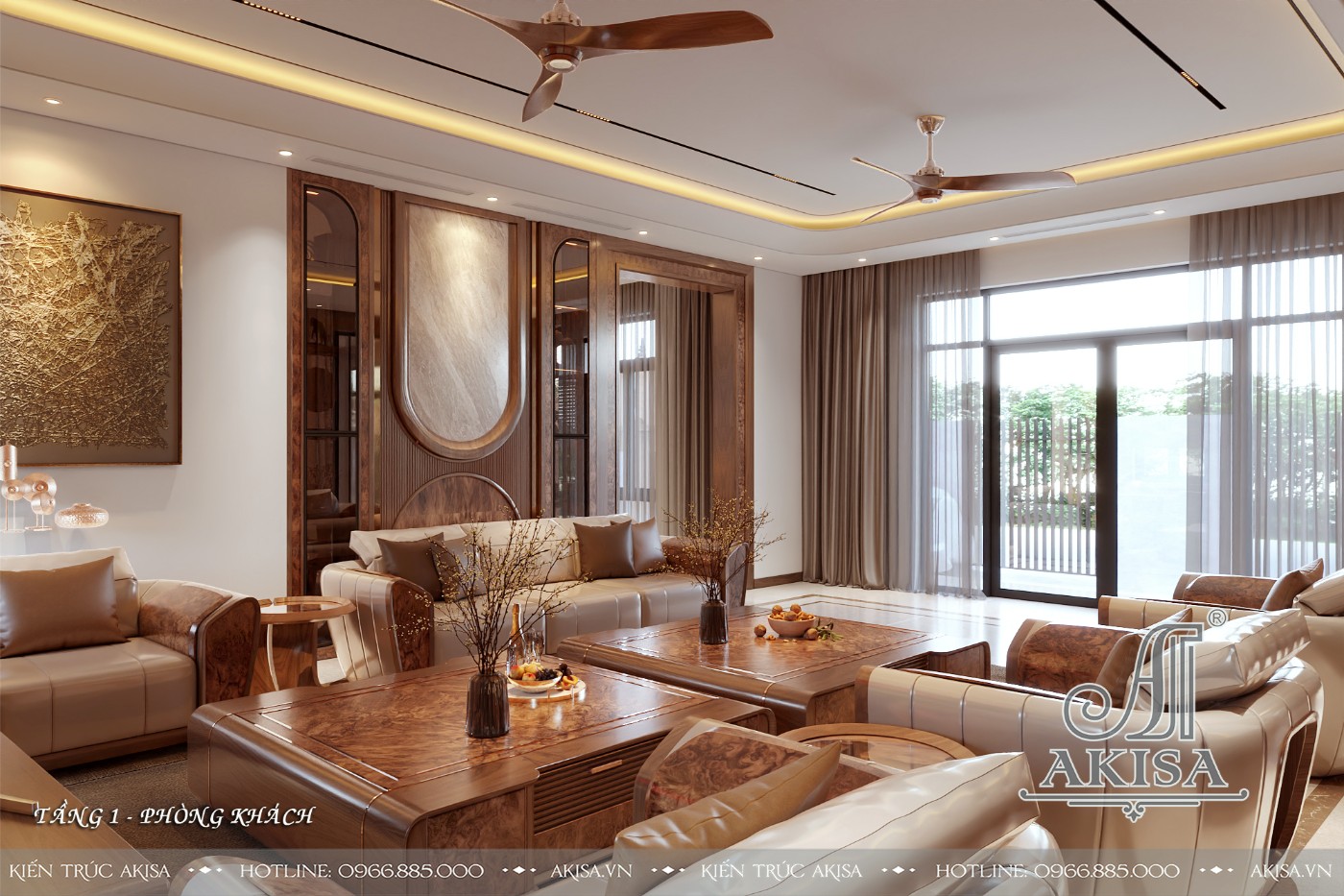 Nội thất gỗ óc chó phong cách hiện đại - Phòng khách