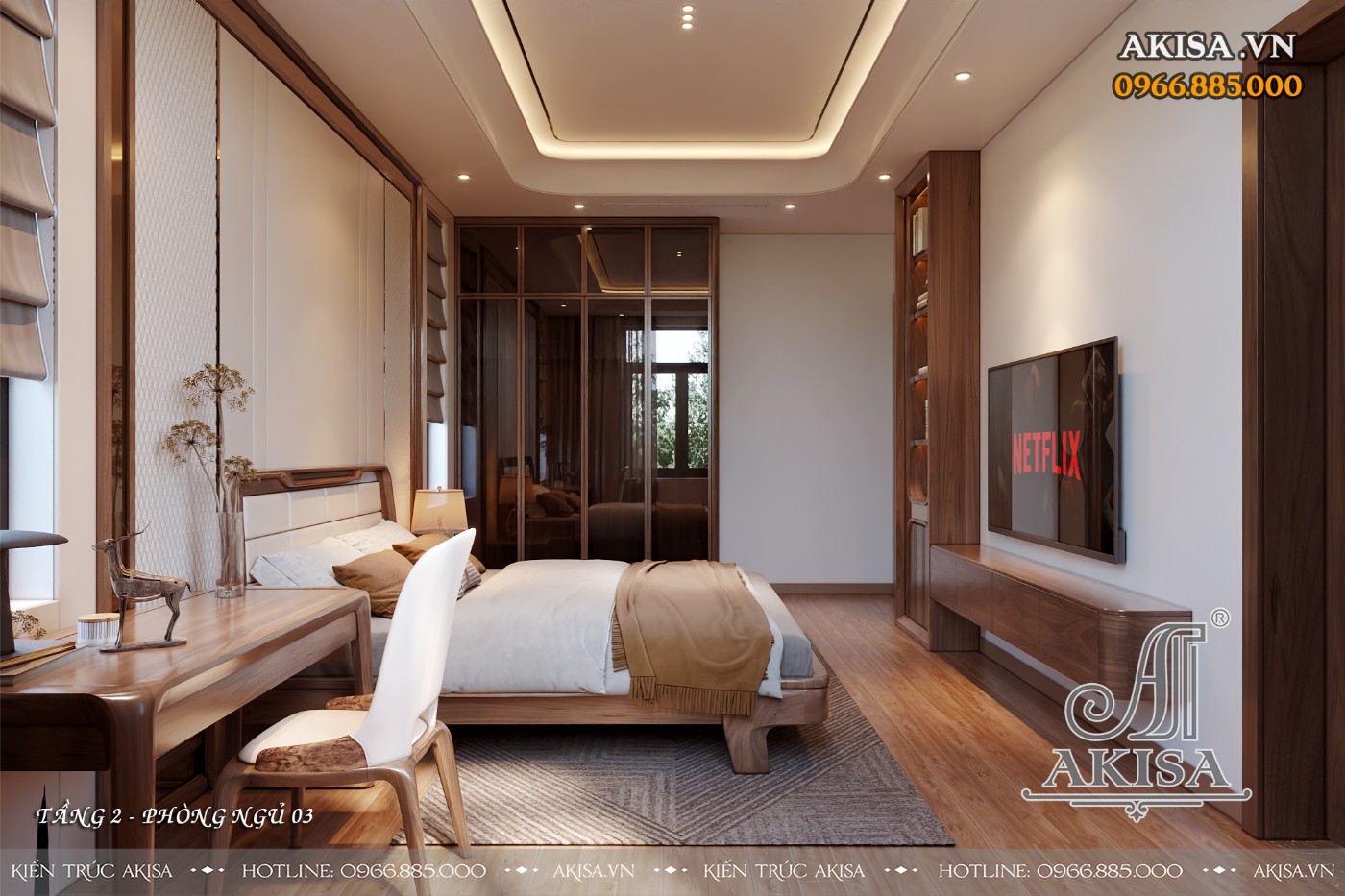 Nội thất gỗ óc chó phong cách hiện đại - Phòng ngủ