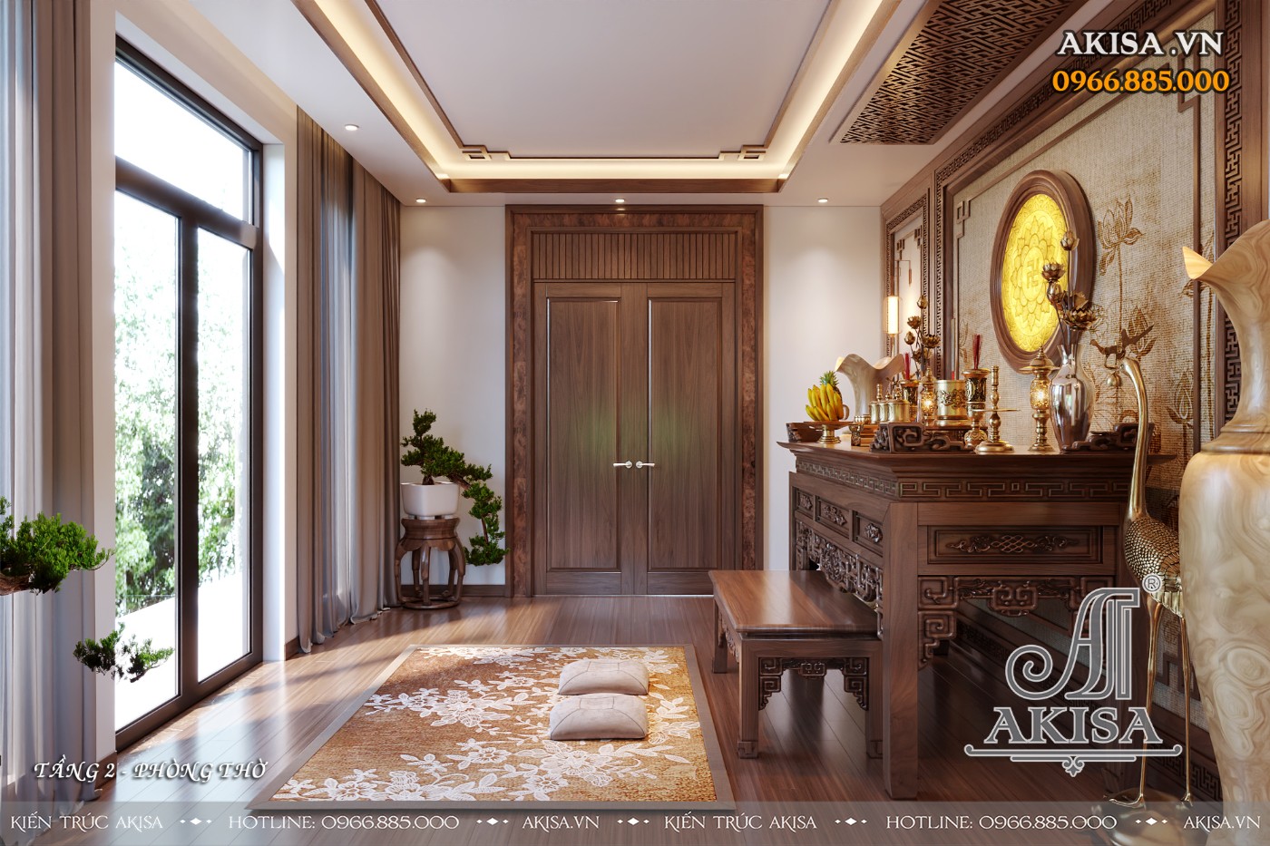 Nội thất gỗ óc chó phong cách hiện đại - Phòng thờ