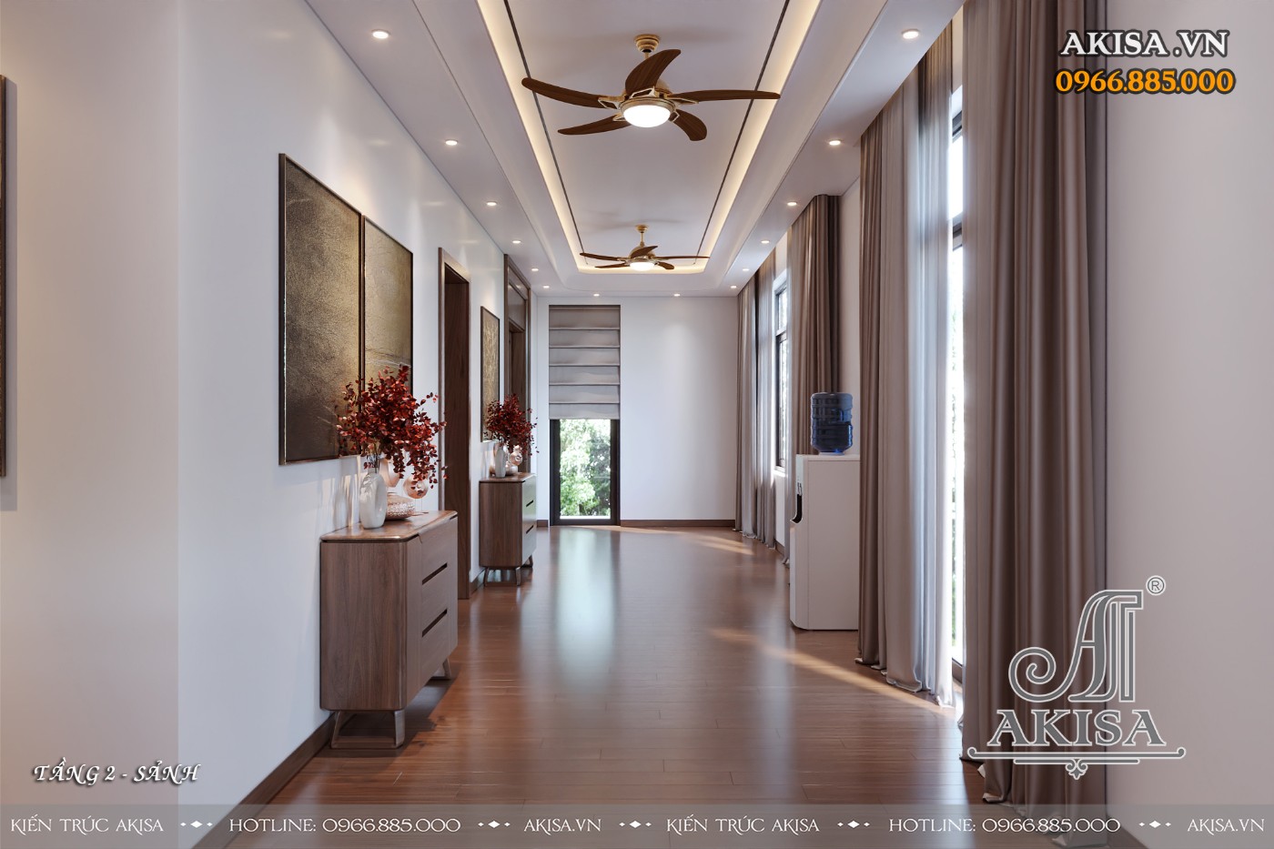 Nội thất gỗ óc chó phong cách hiện đại - Sảnh thang 