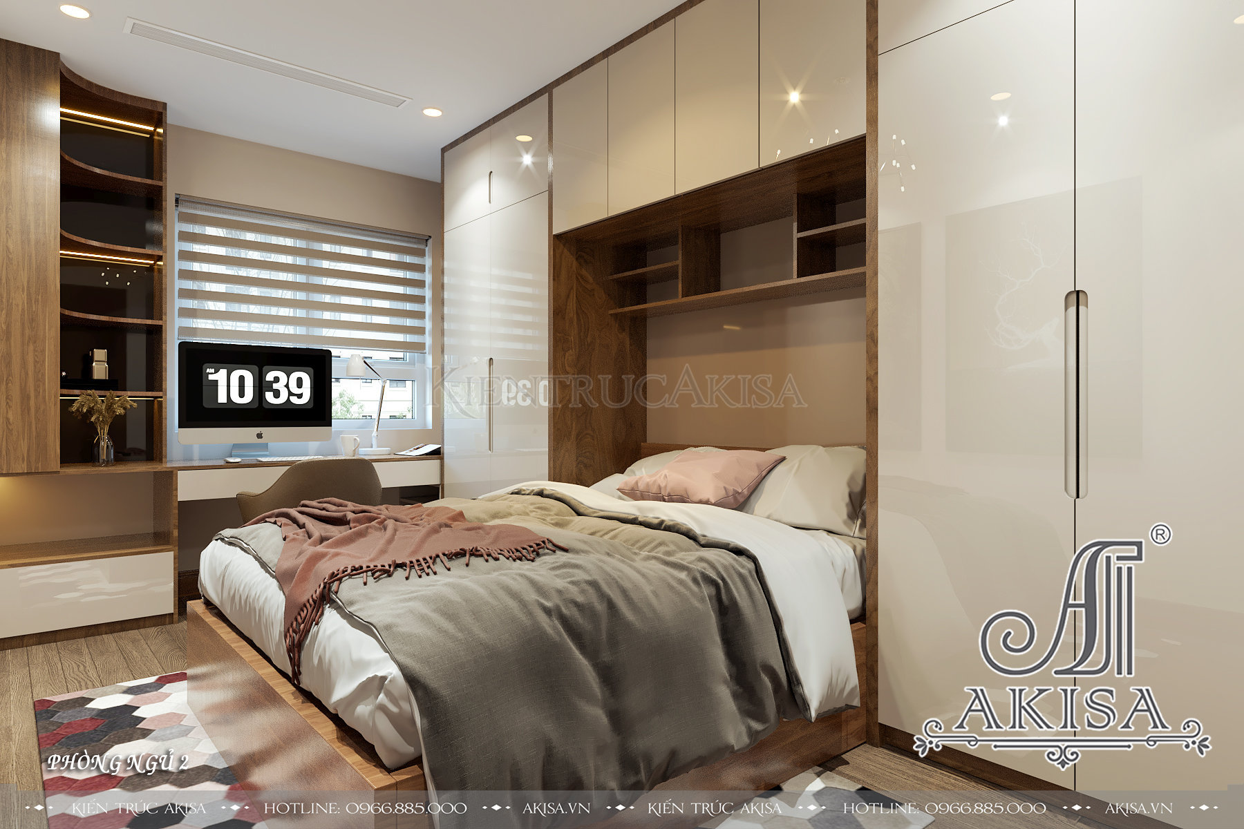 Thiết kế nội thất căn hộ chung cư phong cách hiện đại  - Phòng ngủ 02