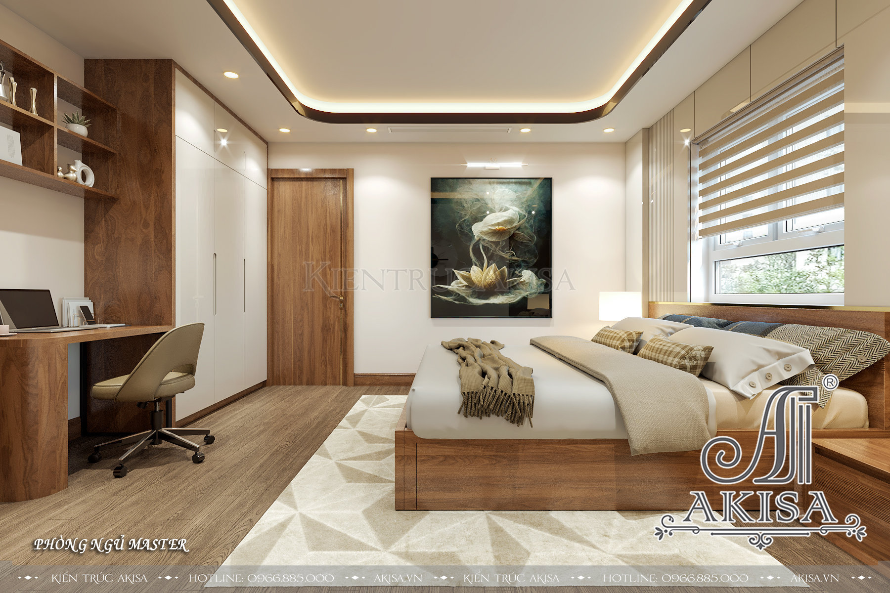 Thiết kế nội thất căn hộ chung cư phong cách hiện đại  - Phòng ngủ Master