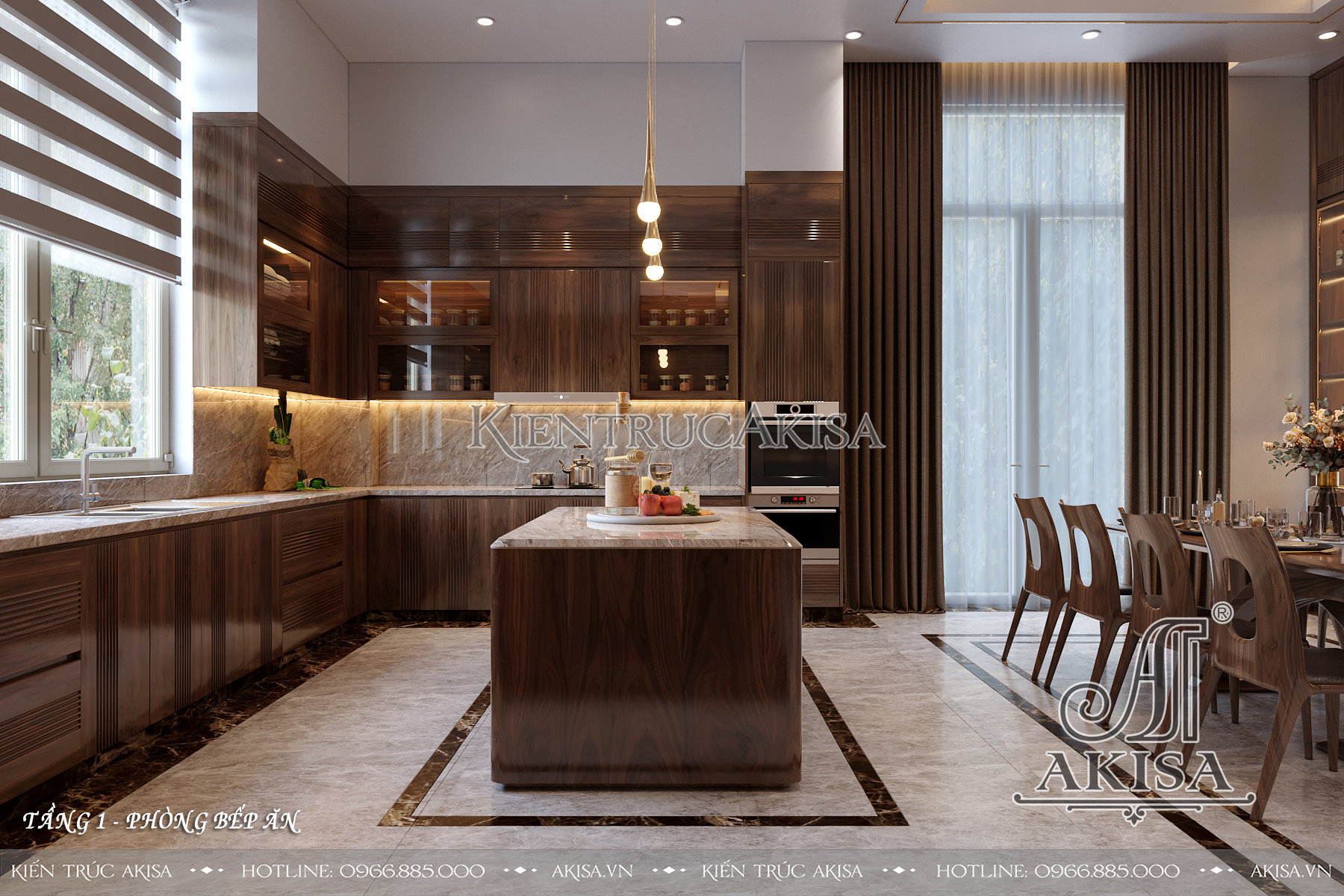 Thiết kế nội thất hiện đại đẹp biệt thự 2 tầng - Phòng bếp ăn