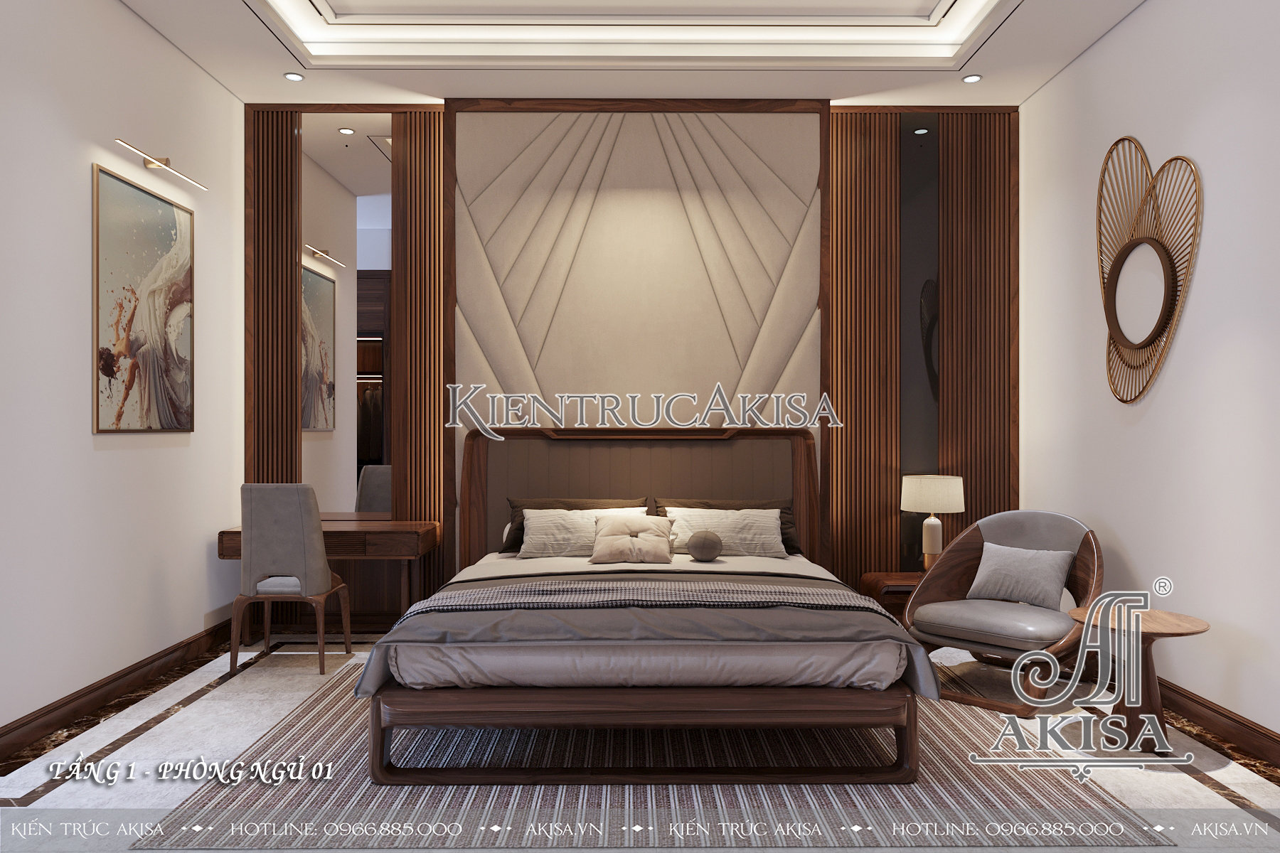 Thiết kế nội thất hiện đại đẹp biệt thự 2 tầng - Phòng ngủ