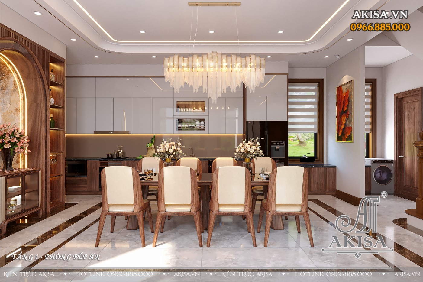 Thiết kế nội thất hiện đại gỗ tự nhiên - Phòng bếp ăn