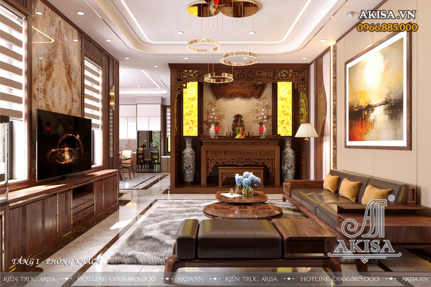 Thiết kế nội thất hiện đại gỗ tự nhiên - Phòng khách