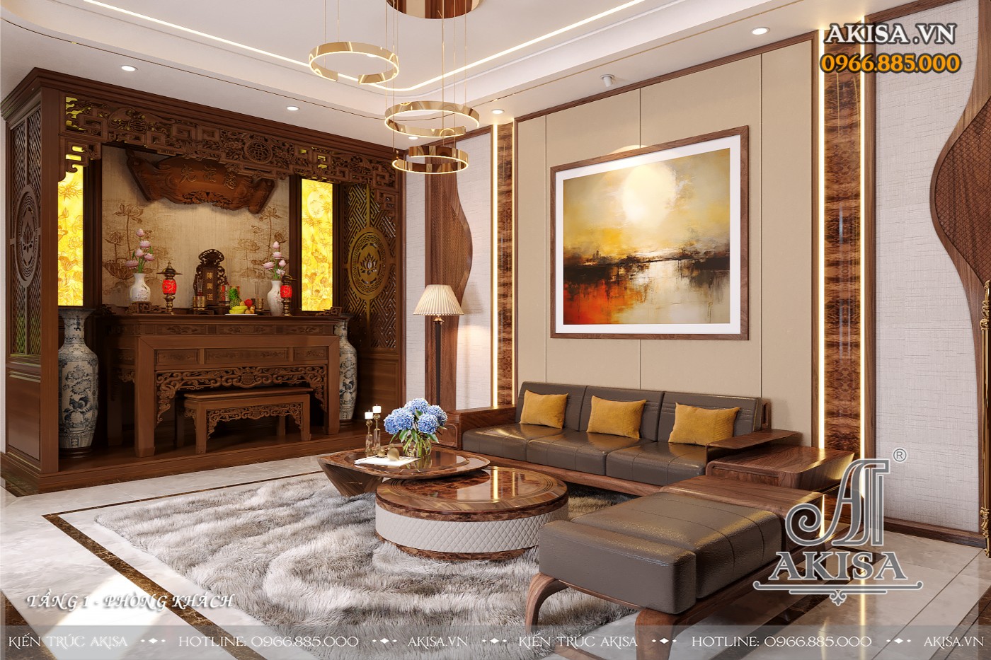 Thiết kế nội thất hiện đại gỗ tự nhiên - Phòng khách
