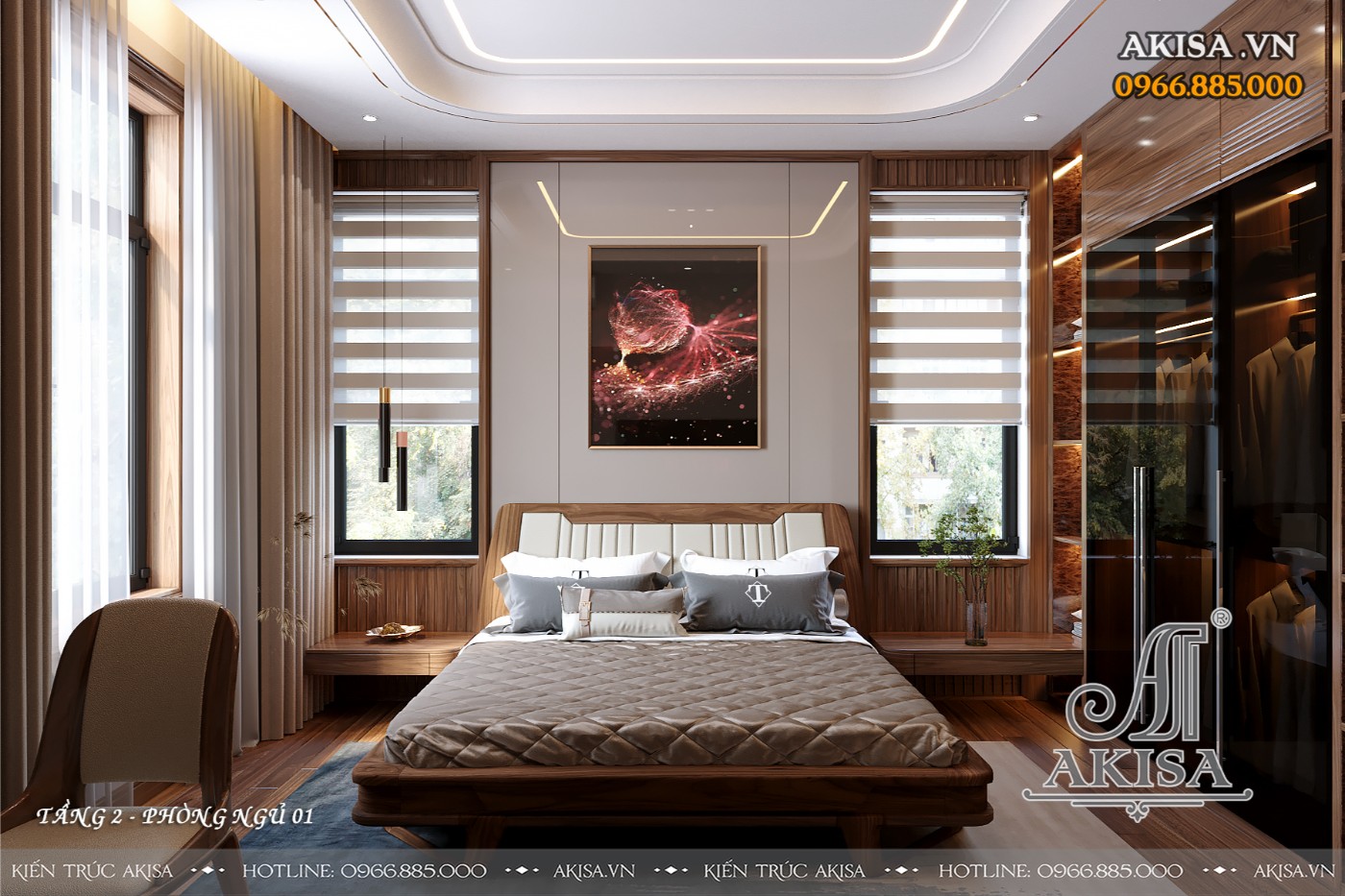 Thiết kế nội thất hiện đại gỗ tự nhiên - Phòng ngủ