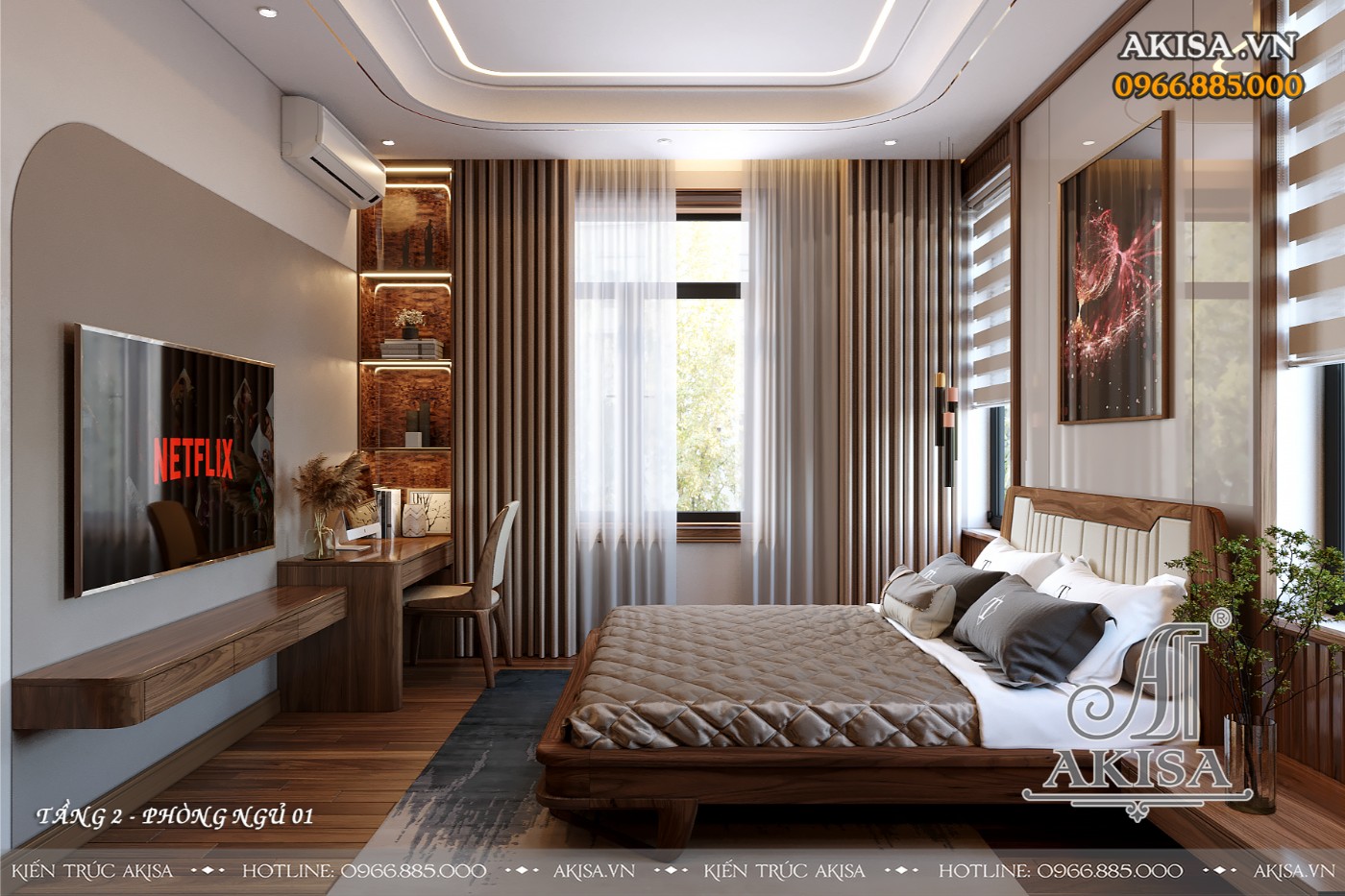 Thiết kế nội thất hiện đại gỗ tự nhiên - Phòng ngủ