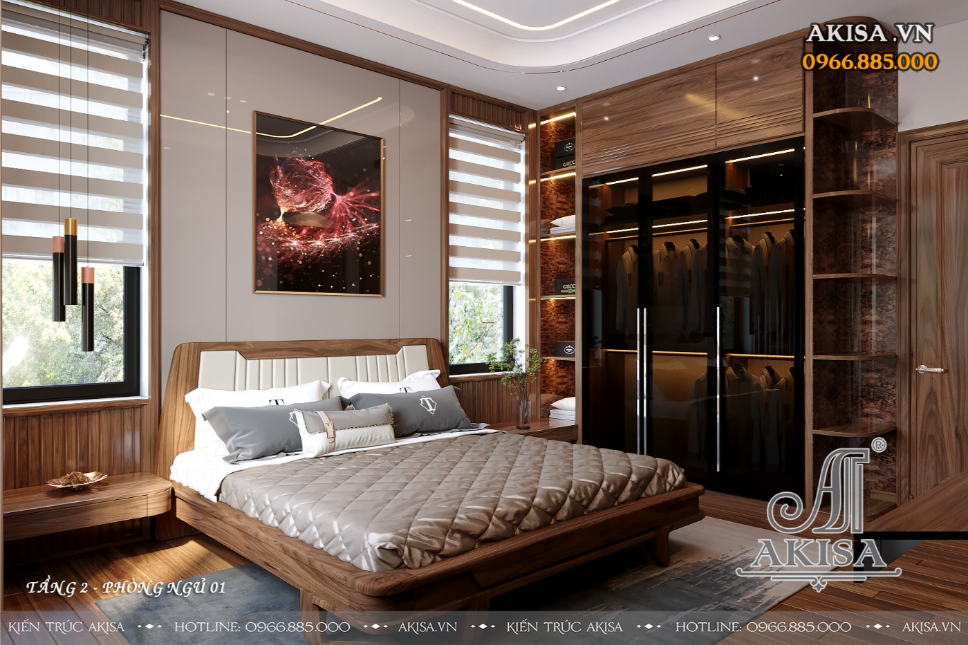 Thiết kế nội thất hiện đại gỗ tự nhiên - Phòng ngủ