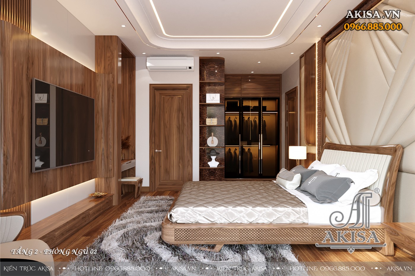 Thiết kế nội thất hiện đại gỗ tự nhiên - Phòng ngủ
