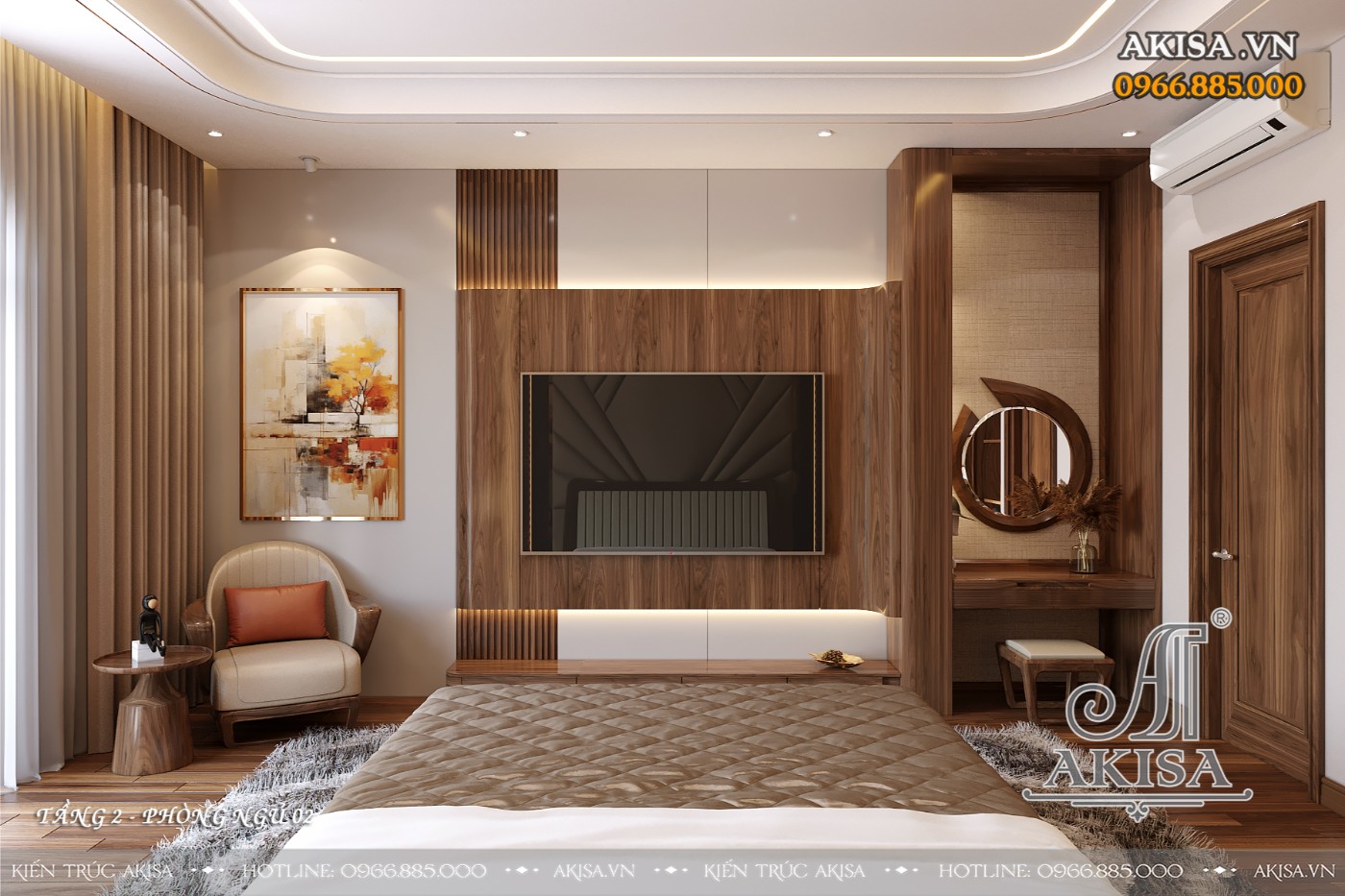 Thiết kế nội thất hiện đại gỗ tự nhiên - Phòng ngủ