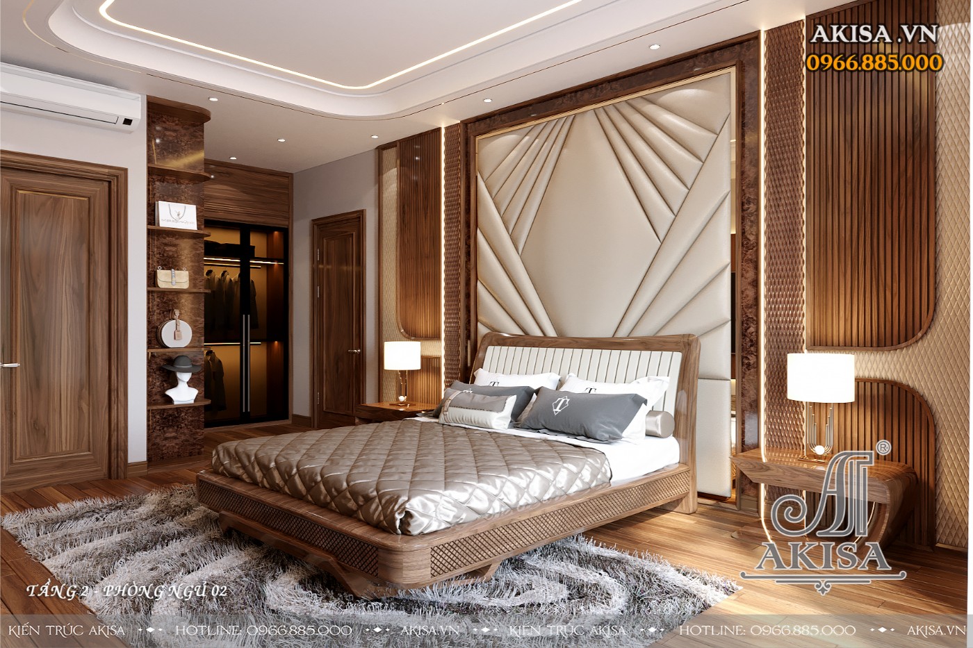 Thiết kế nội thất hiện đại gỗ tự nhiên - Phòng ngủ