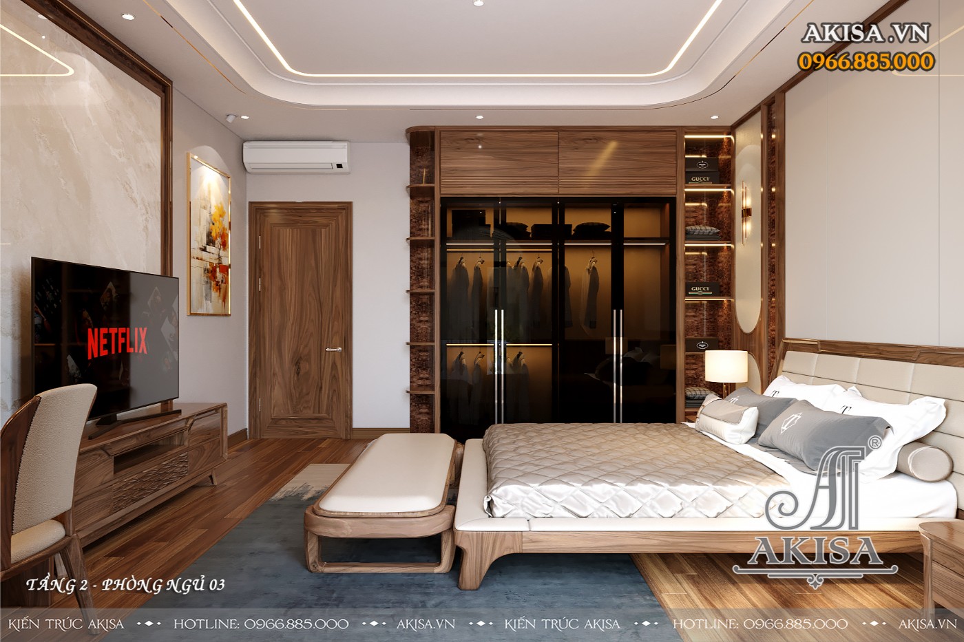Thiết kế nội thất hiện đại gỗ tự nhiên - Phòng ngủ